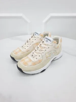 CC logo tweed sneakers orange 38 5 G38299 Chanel Sneakers Size 15