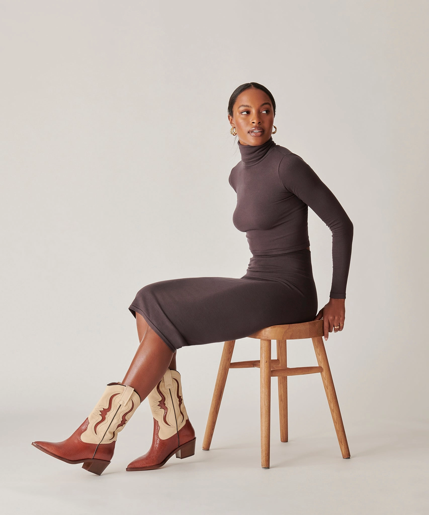 Hunter Rain Boots SUZZY BOOTS BROWN EMBOSSED LEATHER - re:vita