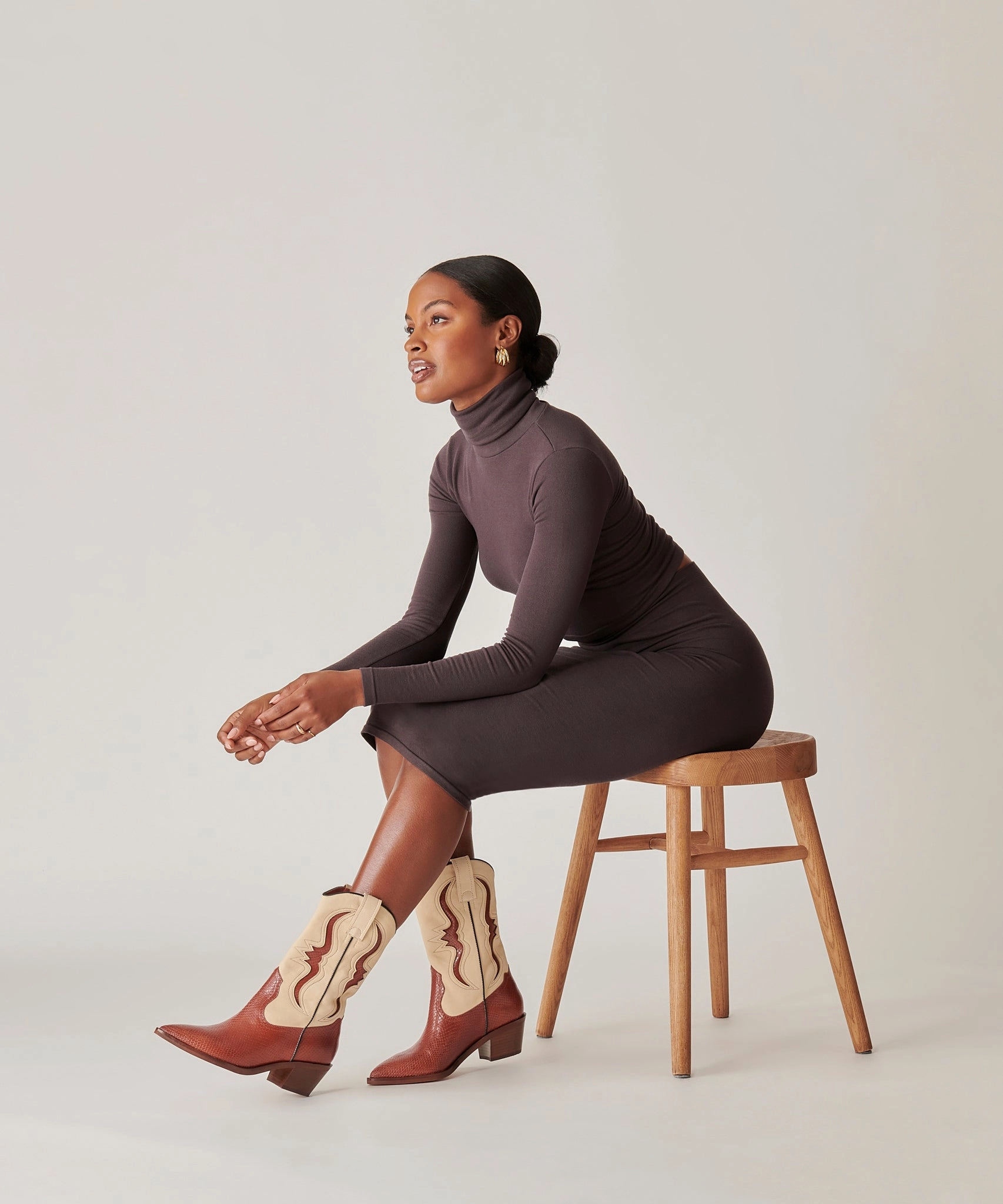 SUZZY BOOTS BROWN EMBOSSED LEATHER - re:vita Rain Boots Snow