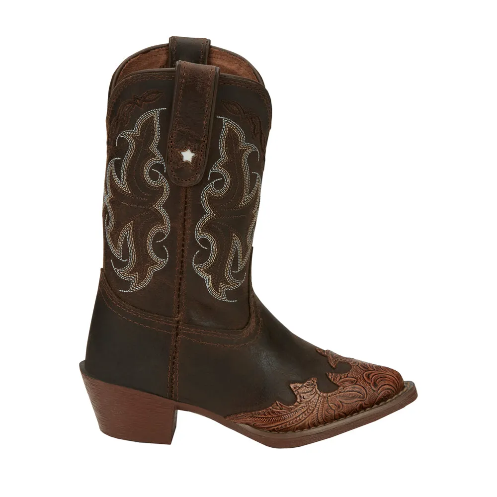 Tan Savannah Embroidered Snip Toe Cowboy Boots (Toddler-Youth) Benefits Of Compression Boots