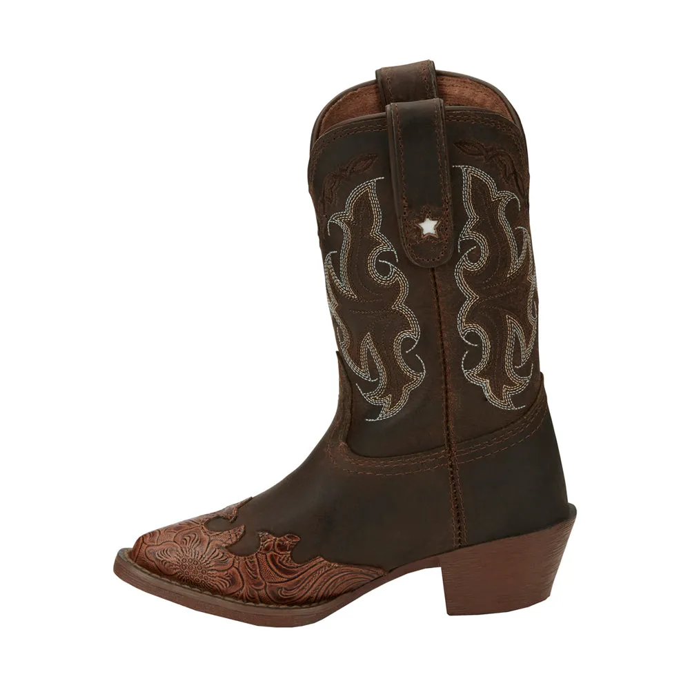 Knit Boots Tan Savannah Embroidered Snip Toe Cowboy Boots (Toddler-Youth)