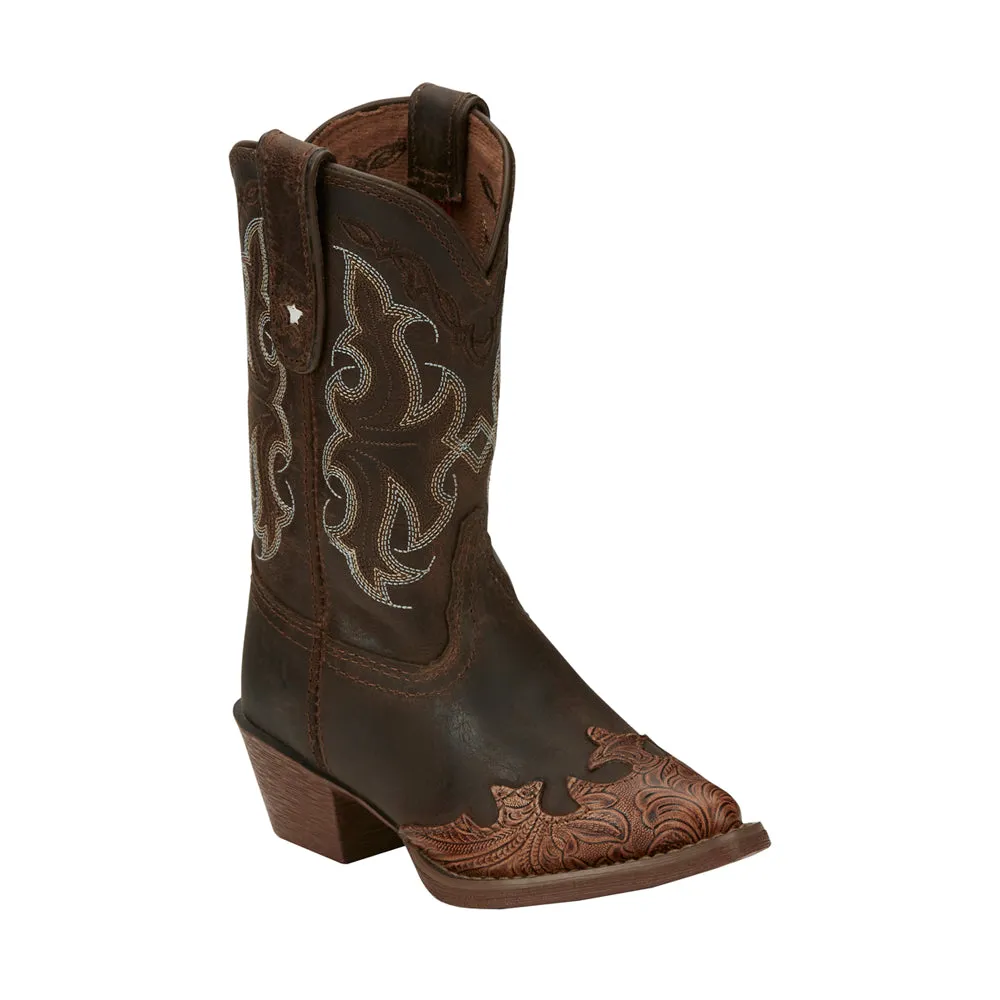 Tan Savannah Embroidered Snip Toe Cowboy Boots (Toddler-Youth) Wide Calf Ski Boots