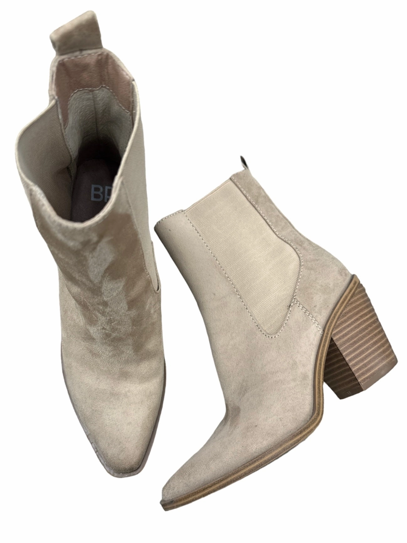 Ankle Boots Black Flat Tan Boots Ankle Heels Bp, Size 7