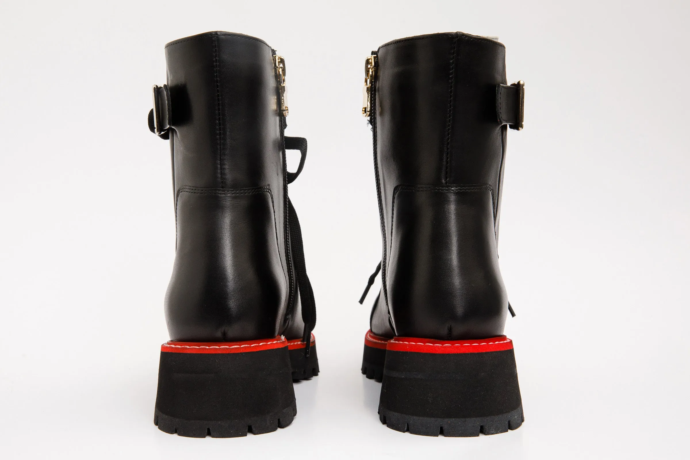 Rain Boots Boots The Belgrano Black Leather Lace-Up Ankle Women Boot With a Side Zipper