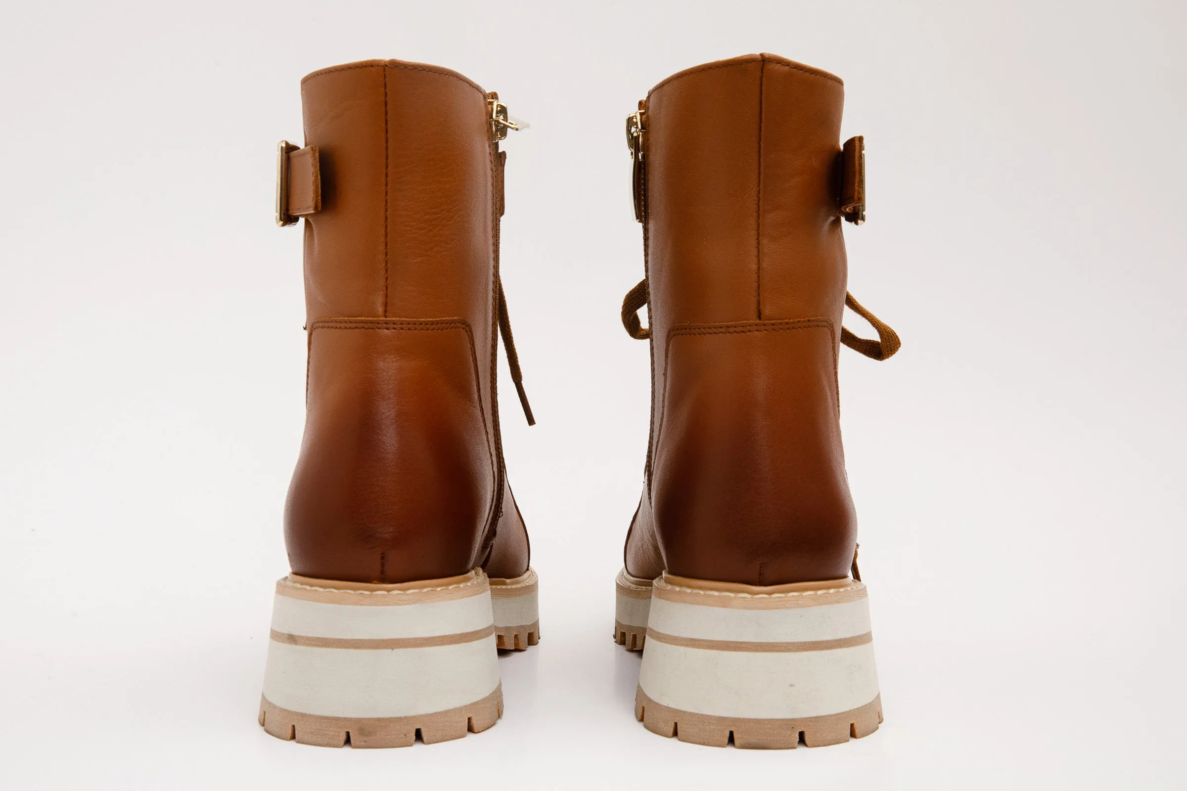 Jodhpurs Boots The Belgrano Tan Leather Lace-Up Ankle Women Boot With a Side Zipper