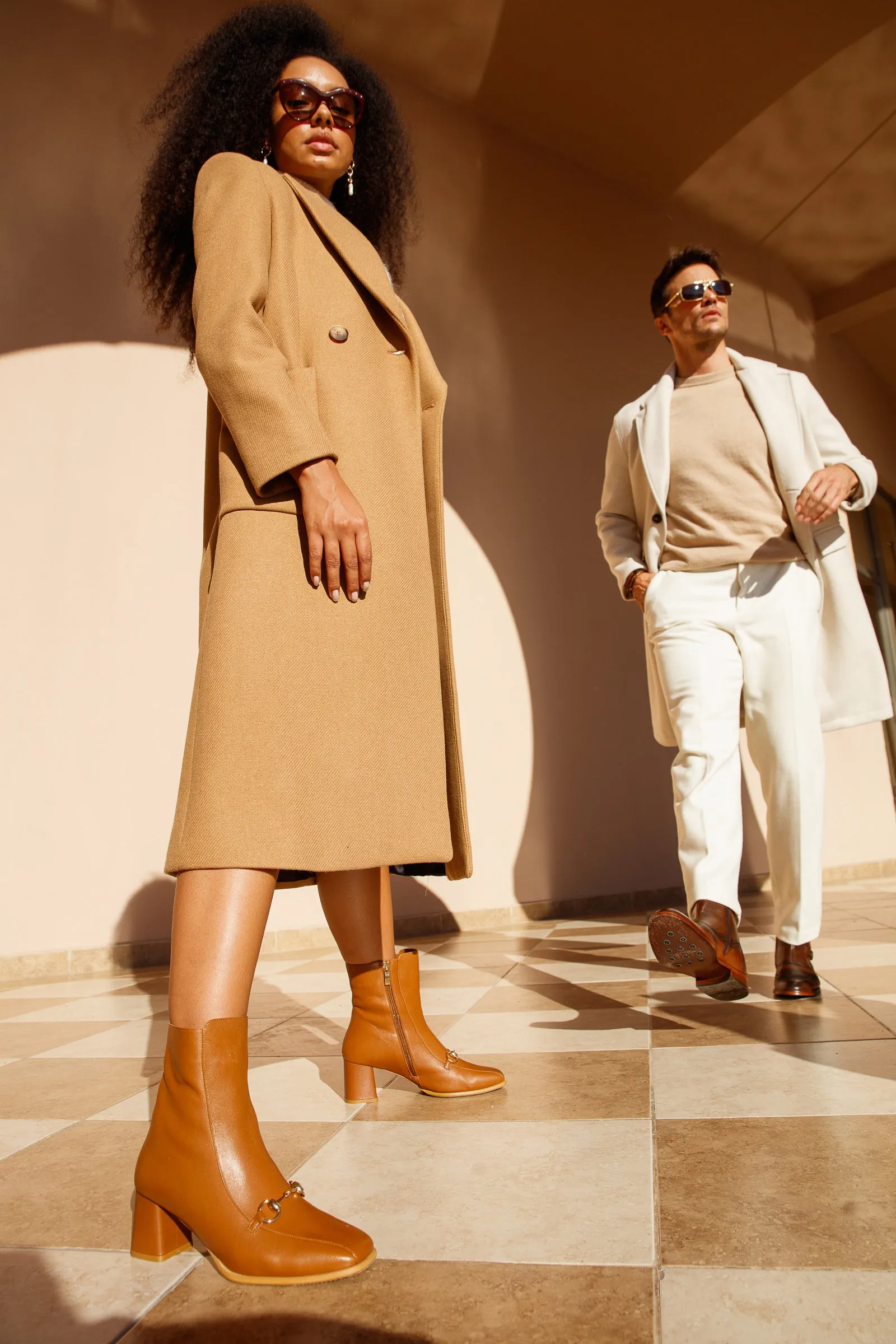 Grundens Deck Boots The Bukres Tan Leather Block Heel Mid Calf Women Boot