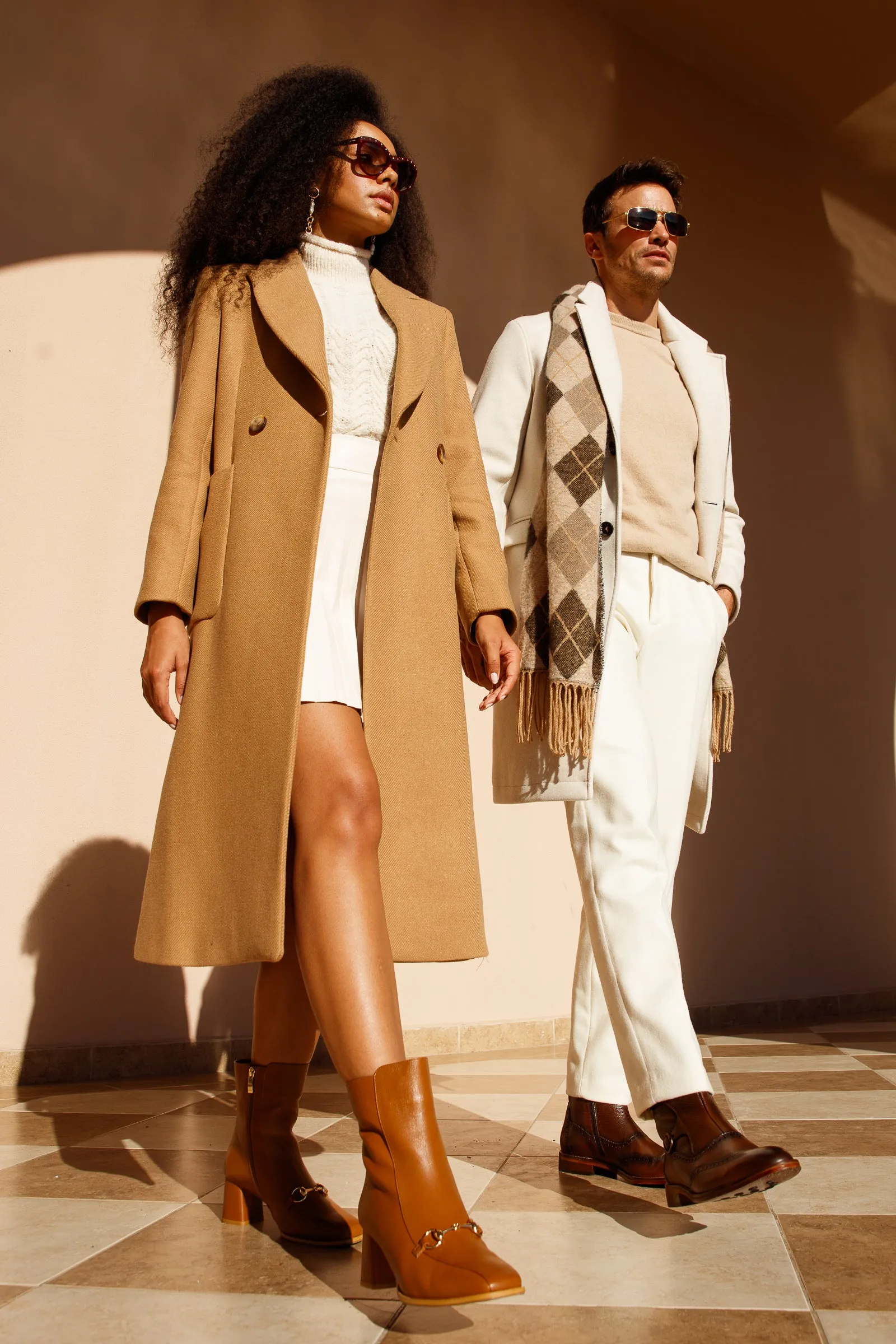 The Bukres Tan Leather Block Heel Mid Calf Women Boot Steel Toe Hiking Boots