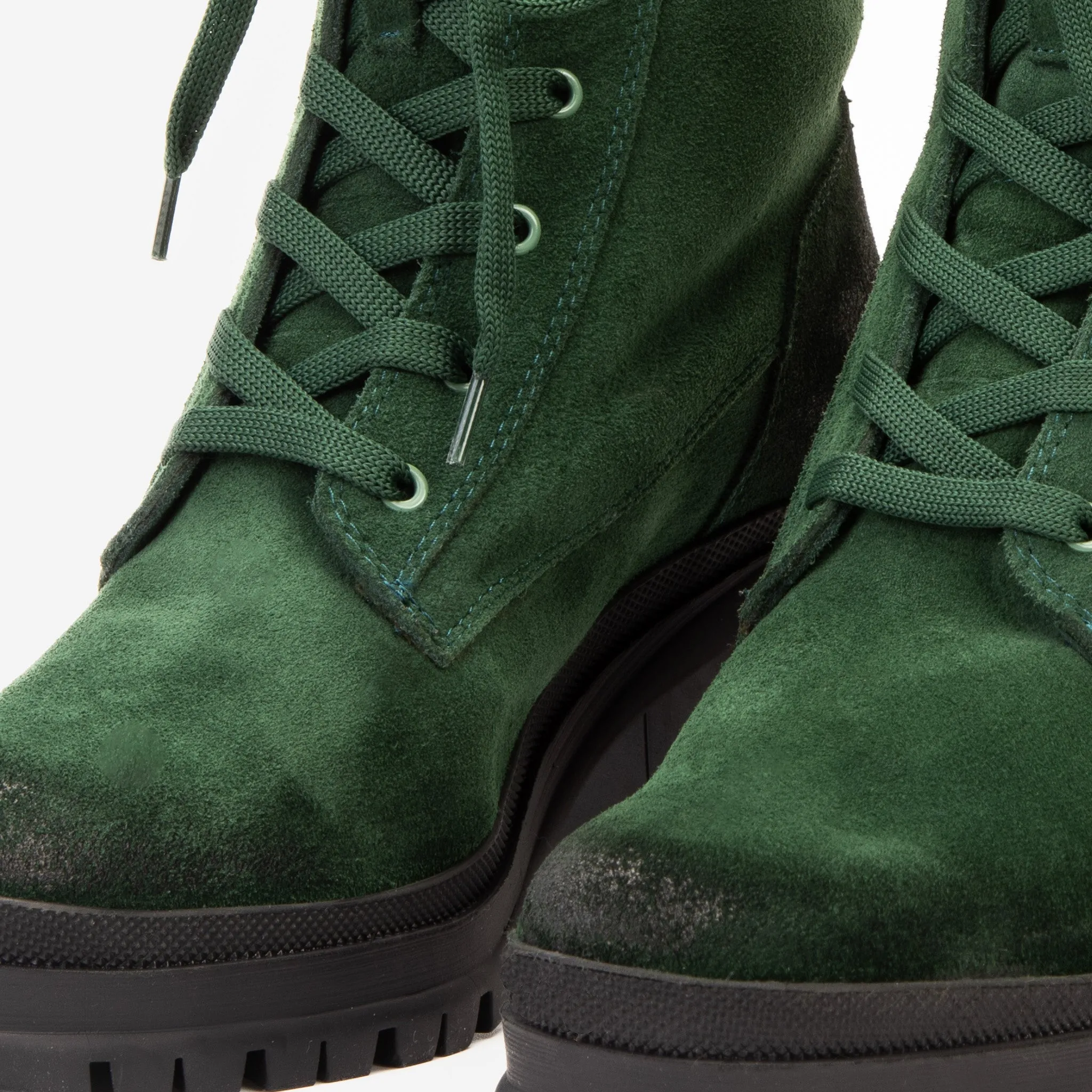 Plastic Boots The Elera Green Leather Block Heel Women Boot