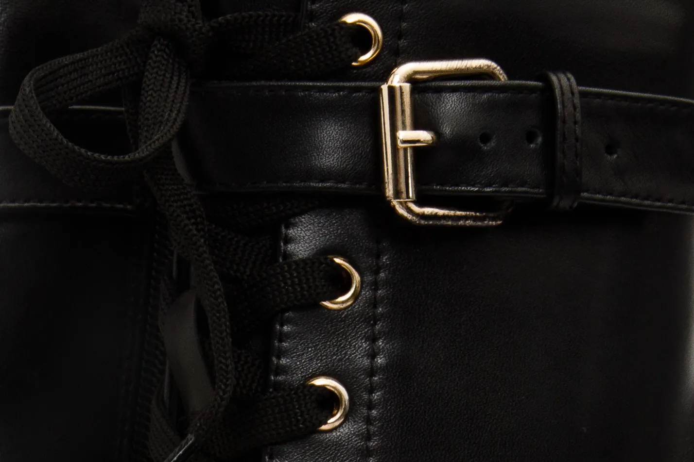 Fancy Western Boots The Estrada Black Leather Lace-Up Platform Heel Mid Calf Women Boot