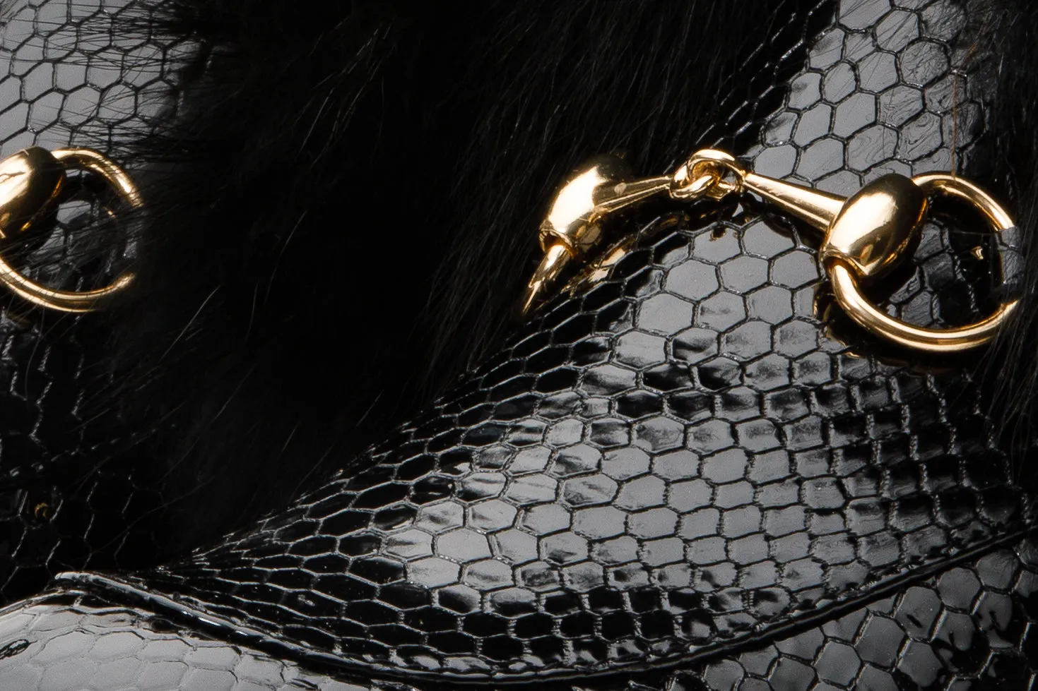 Itasca Boots The Izmir Black Patent Leather Natural Fur Mid Calf Women  Boot