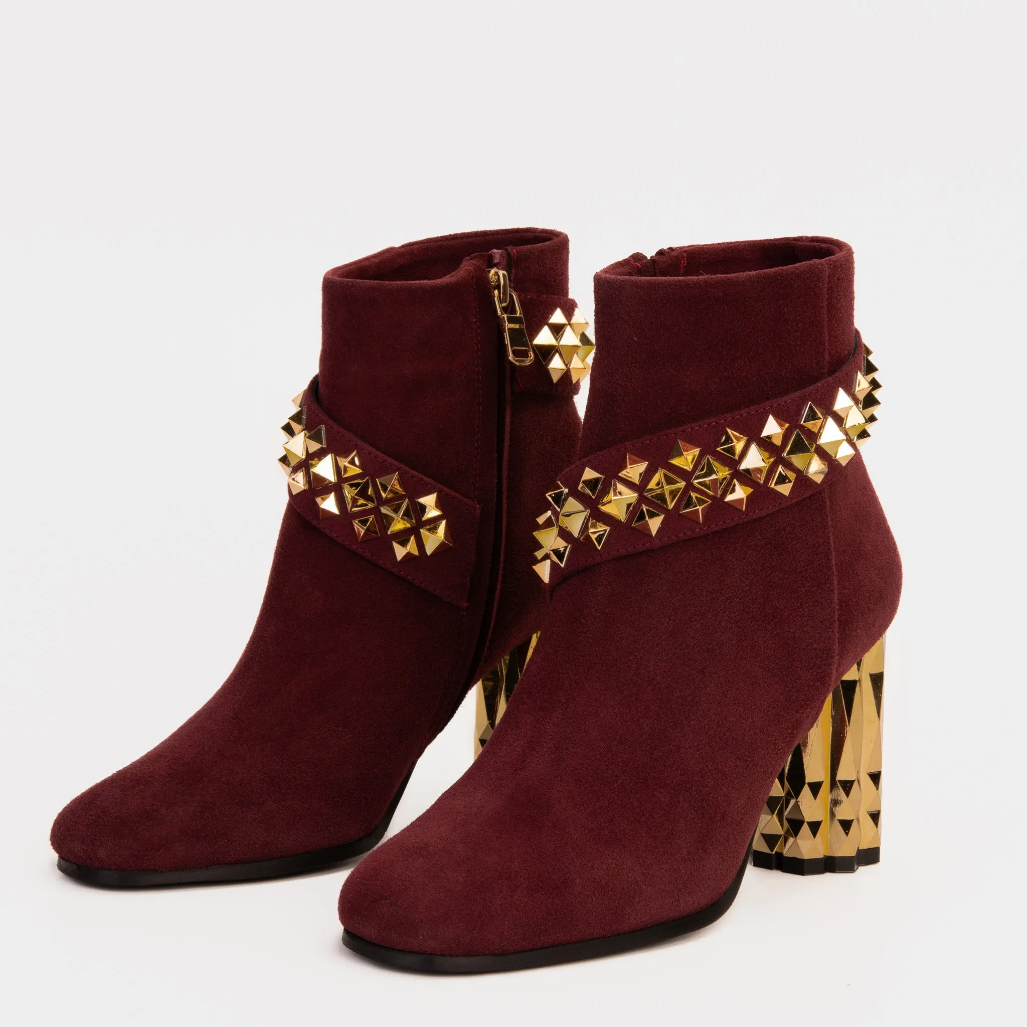 Guarachero Boots For Sale The Metal Burgundy Suede Leather Block Heel Women Boot