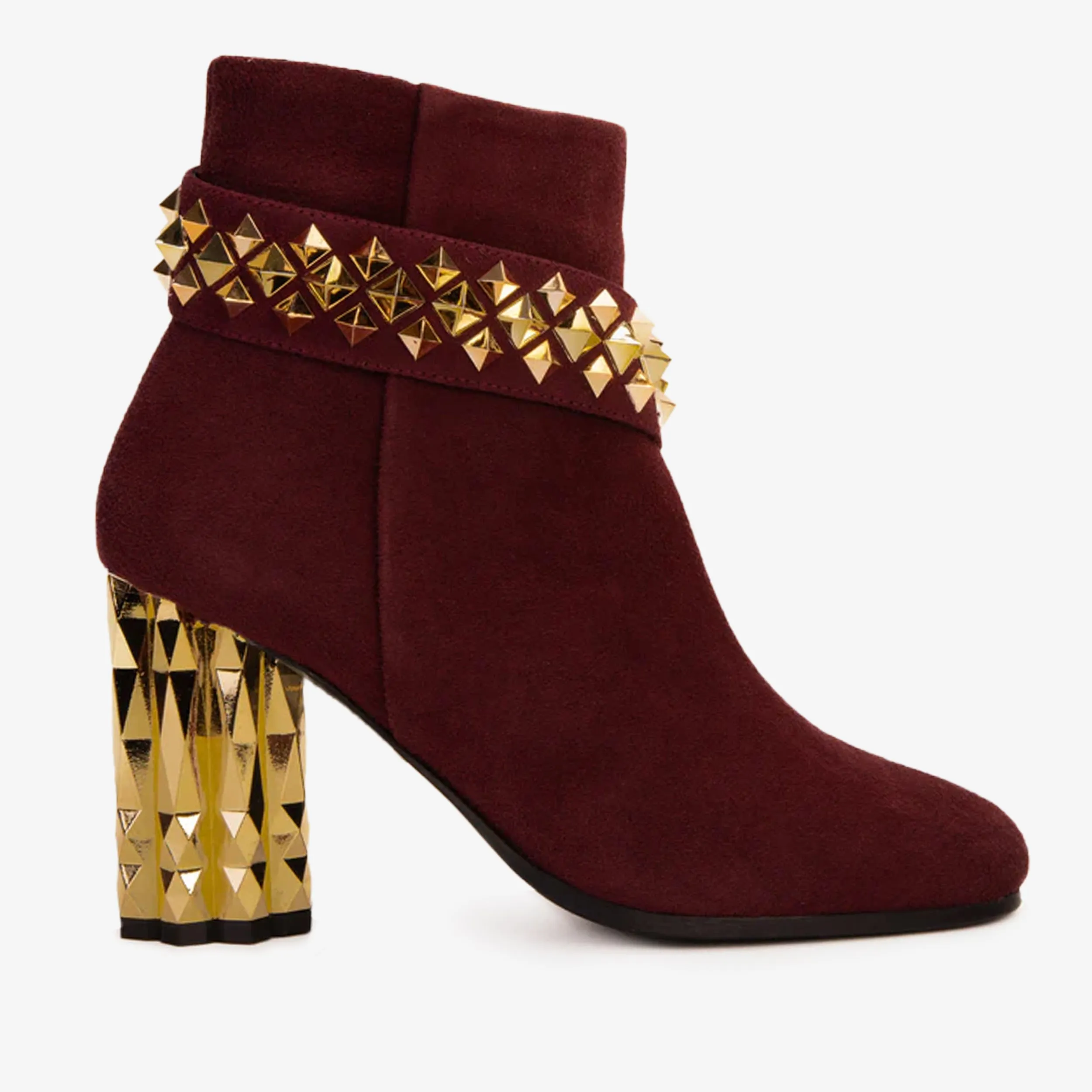Chelsea Boots Best The Metal Burgundy Suede Leather Block Heel Women Boot