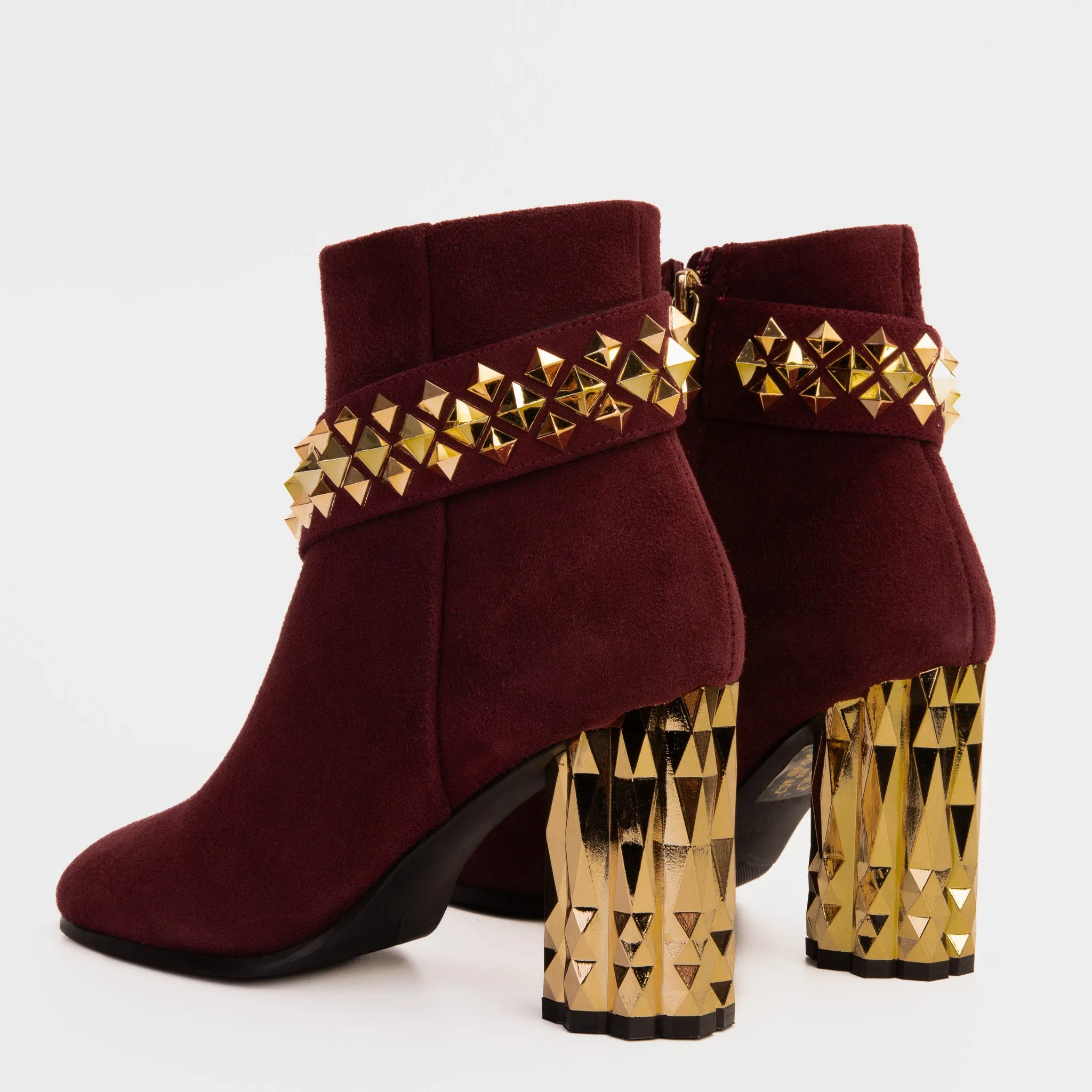 Horse Shipping Boots The Metal Burgundy Suede Leather Block Heel Women Boot