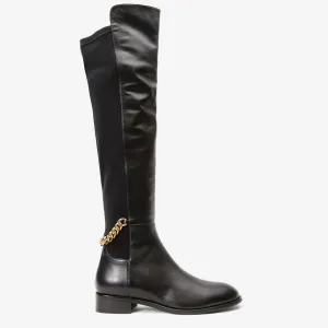 Water Resistant Boots The Tallin Black Leather Knee High Women Boot