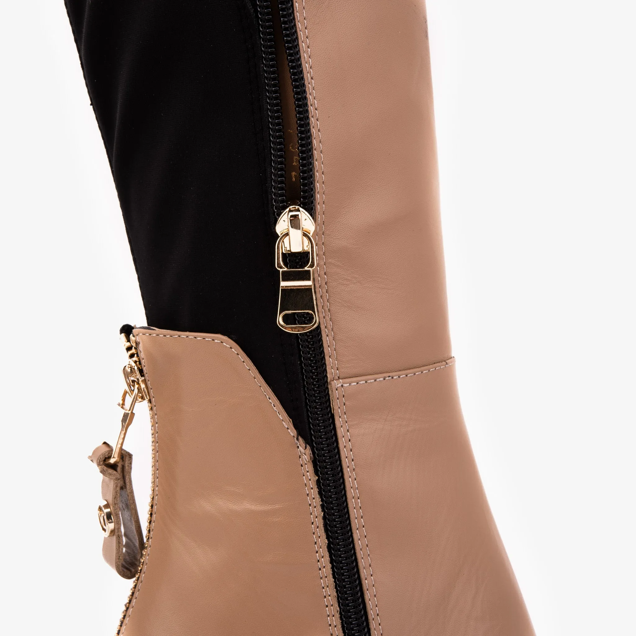 The Verona Cream Leather Knee High Women Boot Striker Boots