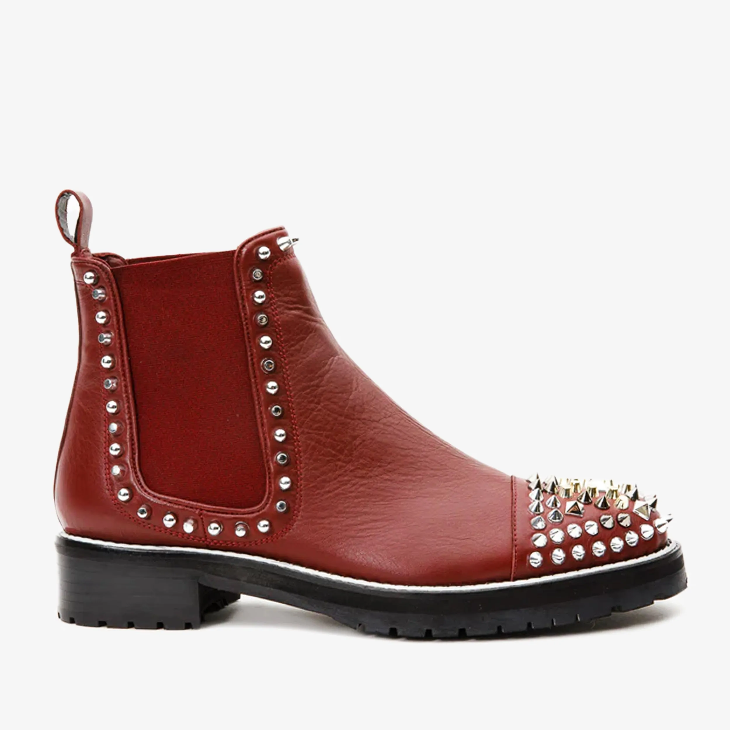 Closest Boots The Vuvulane Burgundy Spike Leather Ankle Women  Boot