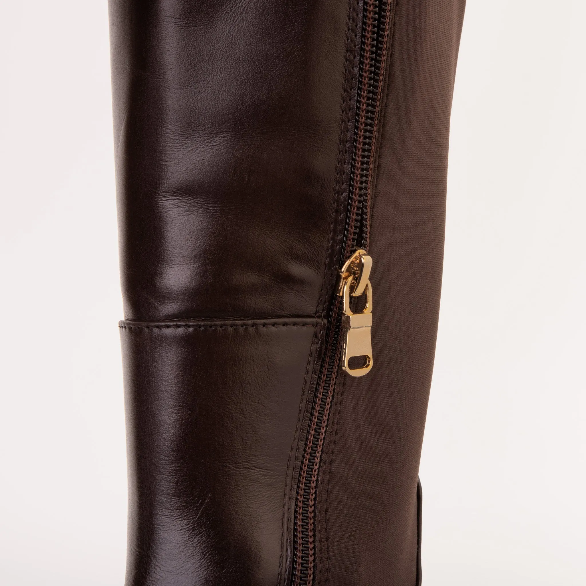 The Windsor Brown Leather Knee High Boot Slip-on Boots