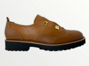 Flat Trigger Shoe The Tonza Tan Leather Flat Shoe Final Sale!