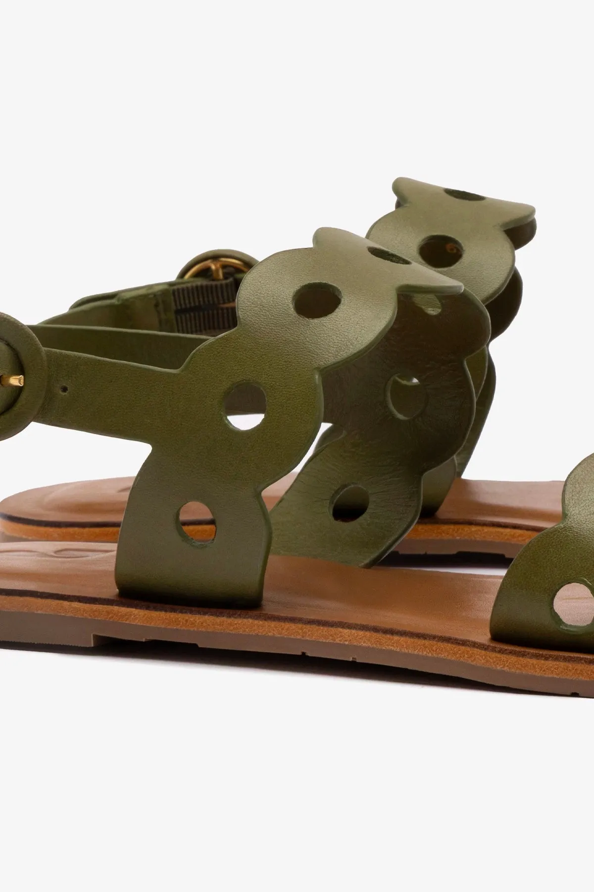 Flat Arch Shoes Florence Flat Sandal In Seaweed Leather