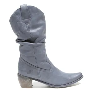 Womens Slouchy Western Ankle Boots Leather Grey UK 5 Heel Casual Fashion Boots With A Suit