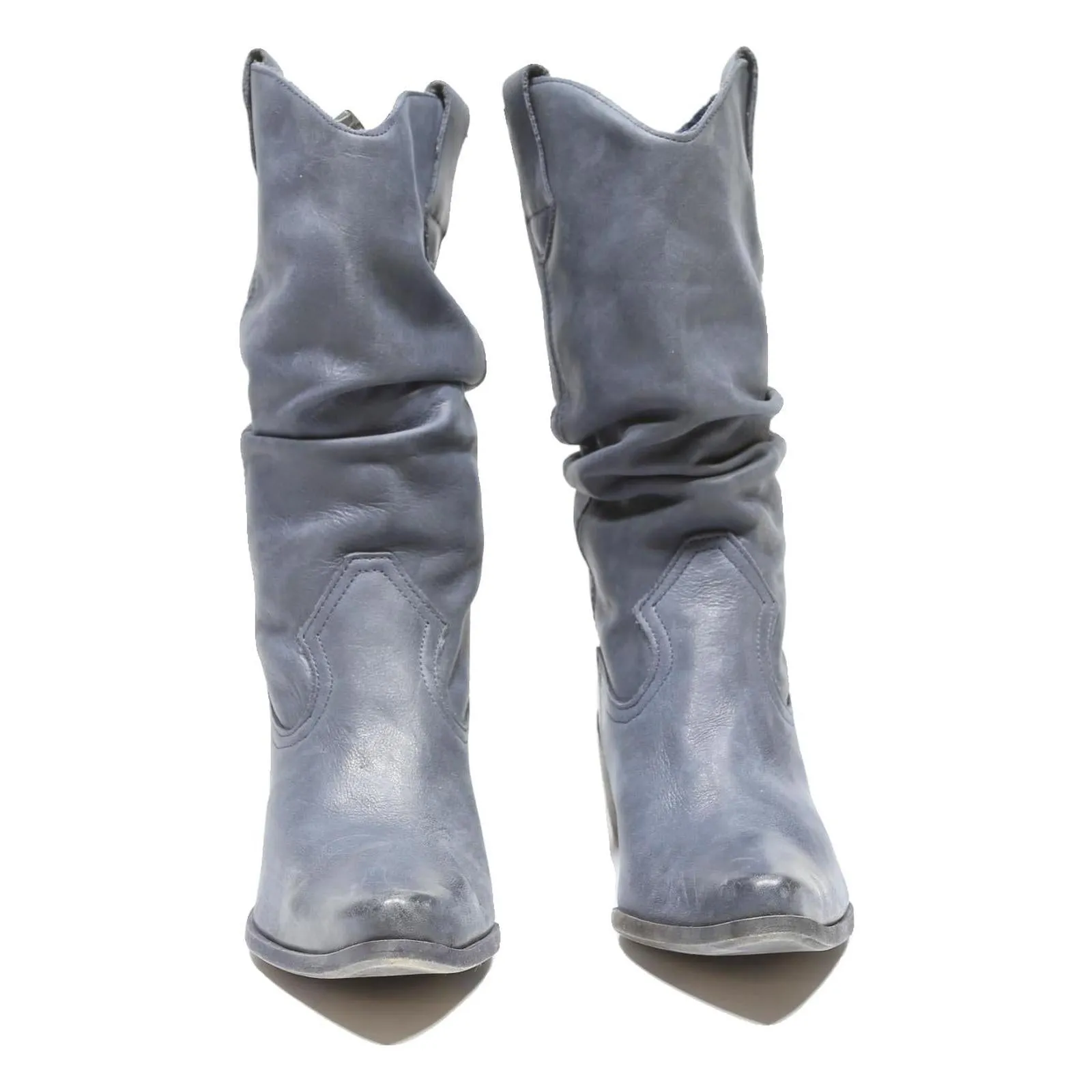 Womens Slouchy Western Ankle Boots Leather Grey UK 5 Heel Casual Fashion Best Leather Boots