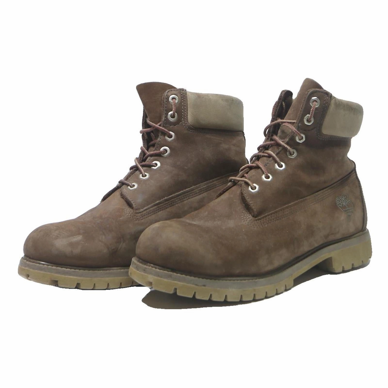 TIMBERLAND Premium Mens Lace-Up Boots Brown Leather UK 11 Durable Rugged Outdoor Ugly Boots
