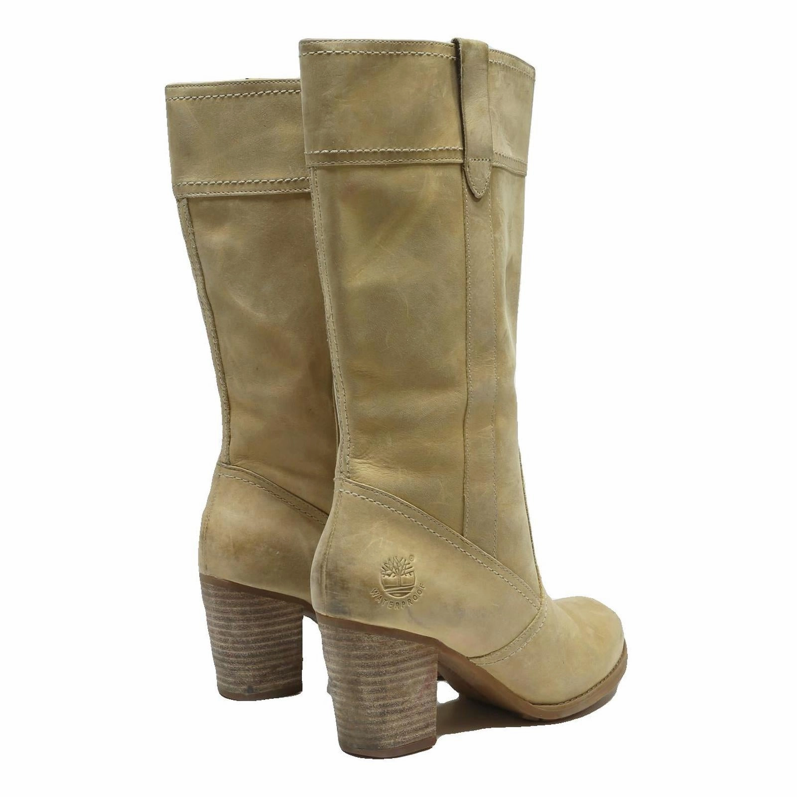 Boots For Long Dresses TIMBERLAND Womens Leather Beige High Heel Boots UK 5 Waterproof Stylish