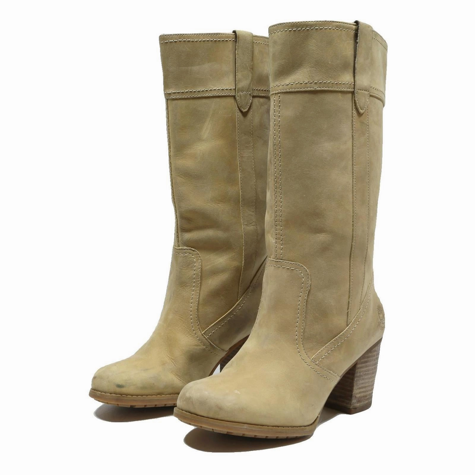 TIMBERLAND Womens Leather Beige High Heel Boots UK 5 Waterproof Stylish Walmart Soccer Boots