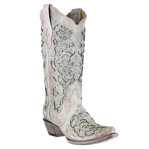 Ariat Futurity Boots Corral Ladies Martina Green White Glitter Crystals Wedding Boots A3321
