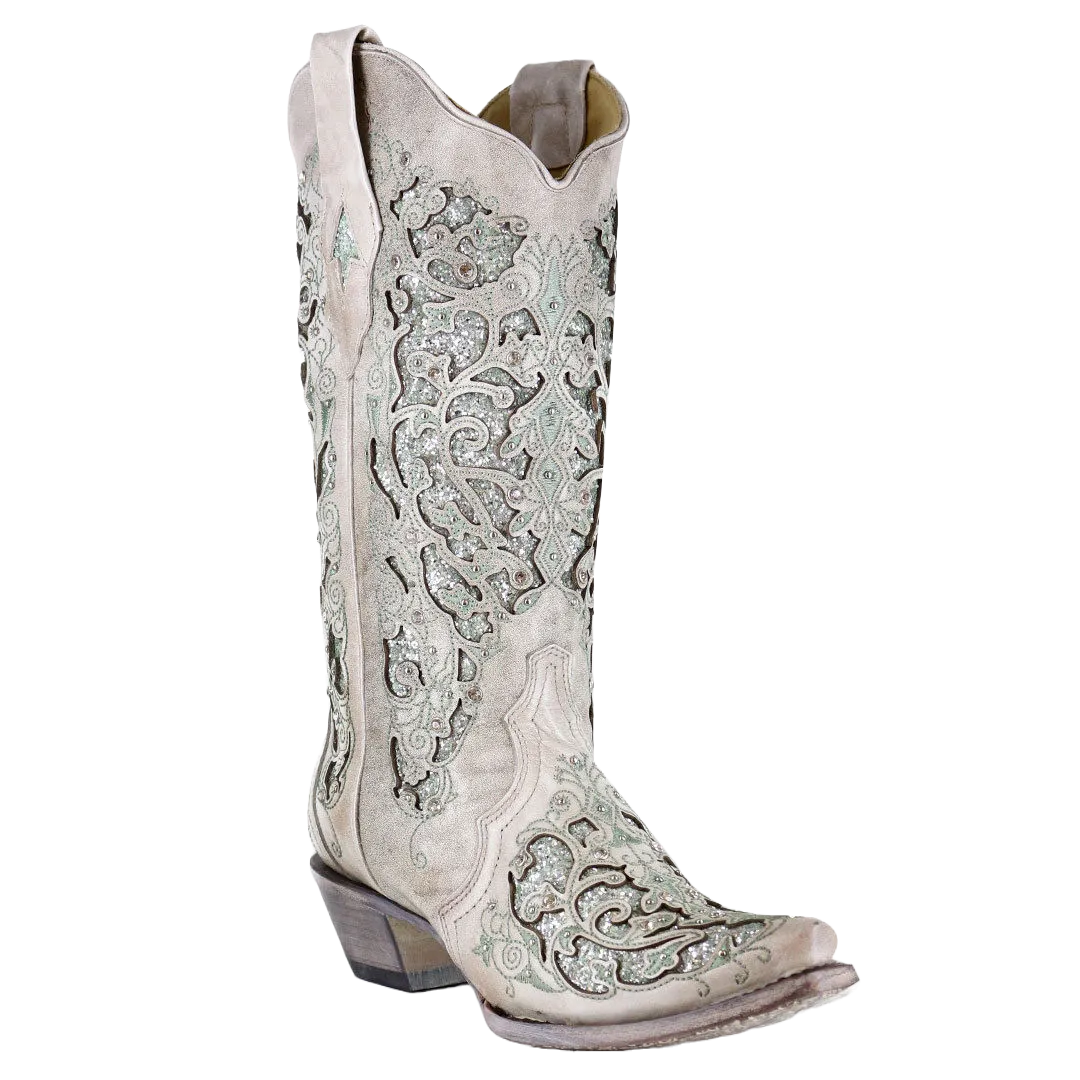 Corral Ladies Martina Green White Glitter Crystals Wedding Boots A3321 Jessica Simpson Boots