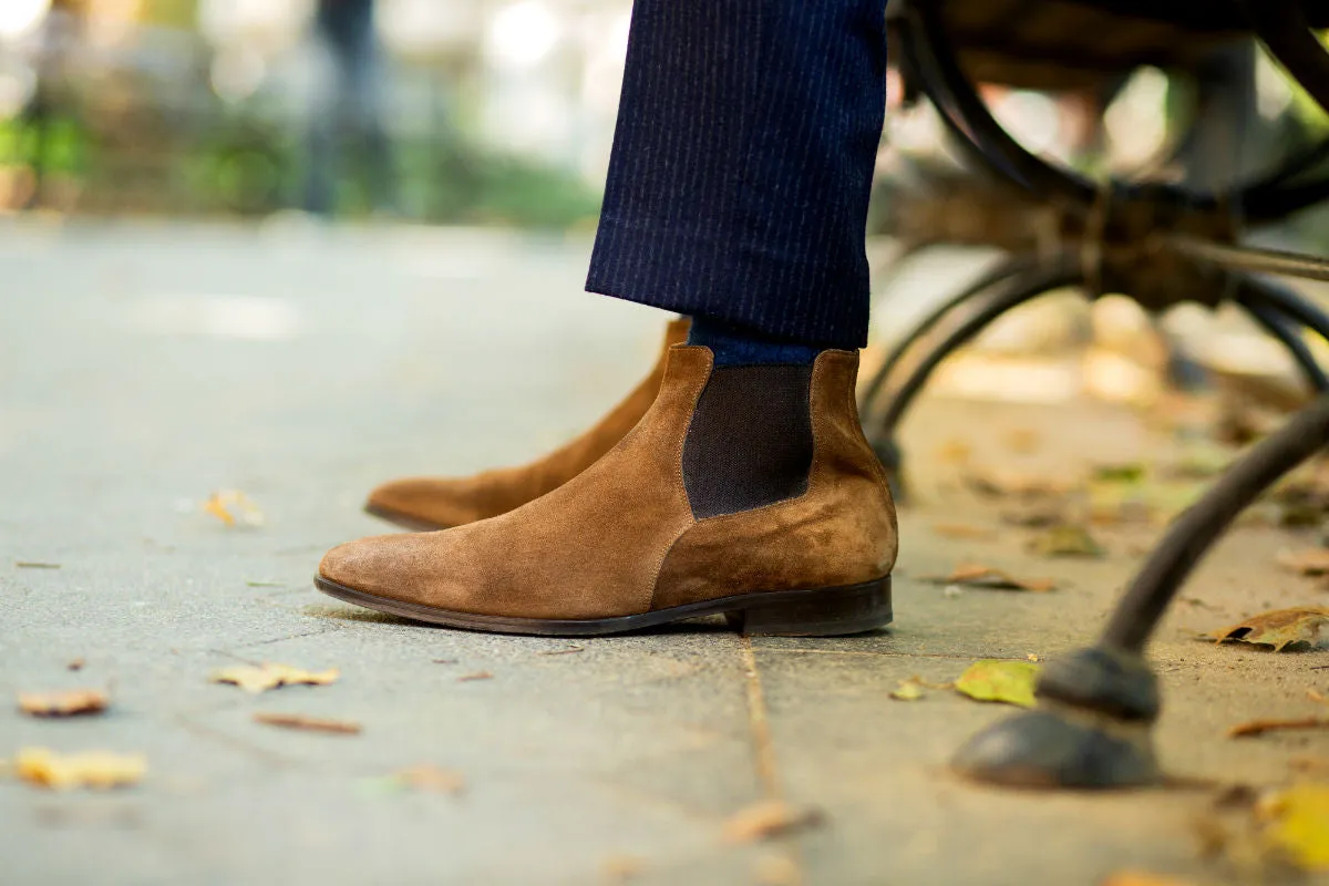 The Wayne Low-Cut Chelsea Boot - Martora Suede Edmond Allen Boots