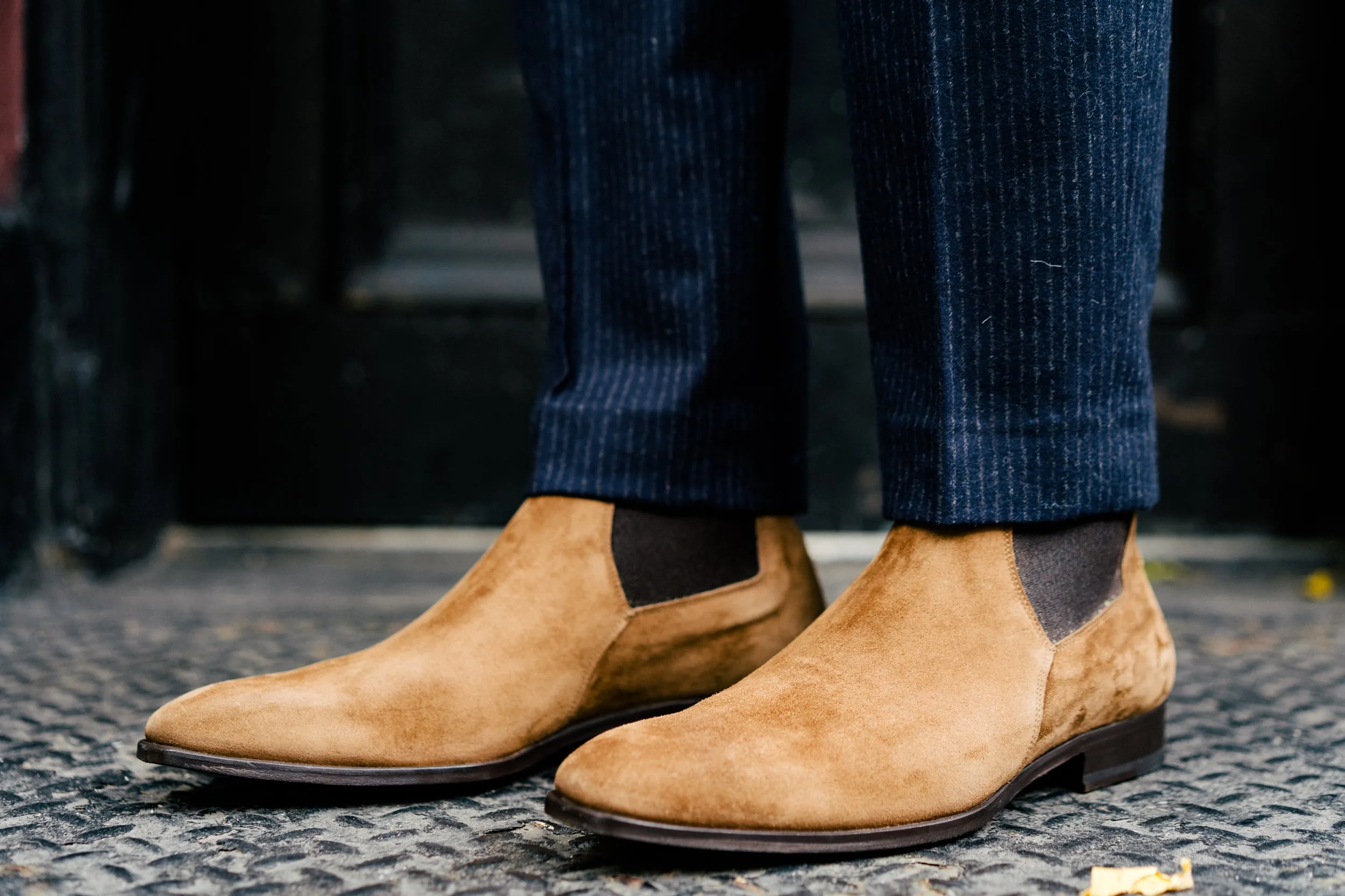 The Wayne Low-Cut Chelsea Boot - Martora Suede Square Toe Chelsea Boots