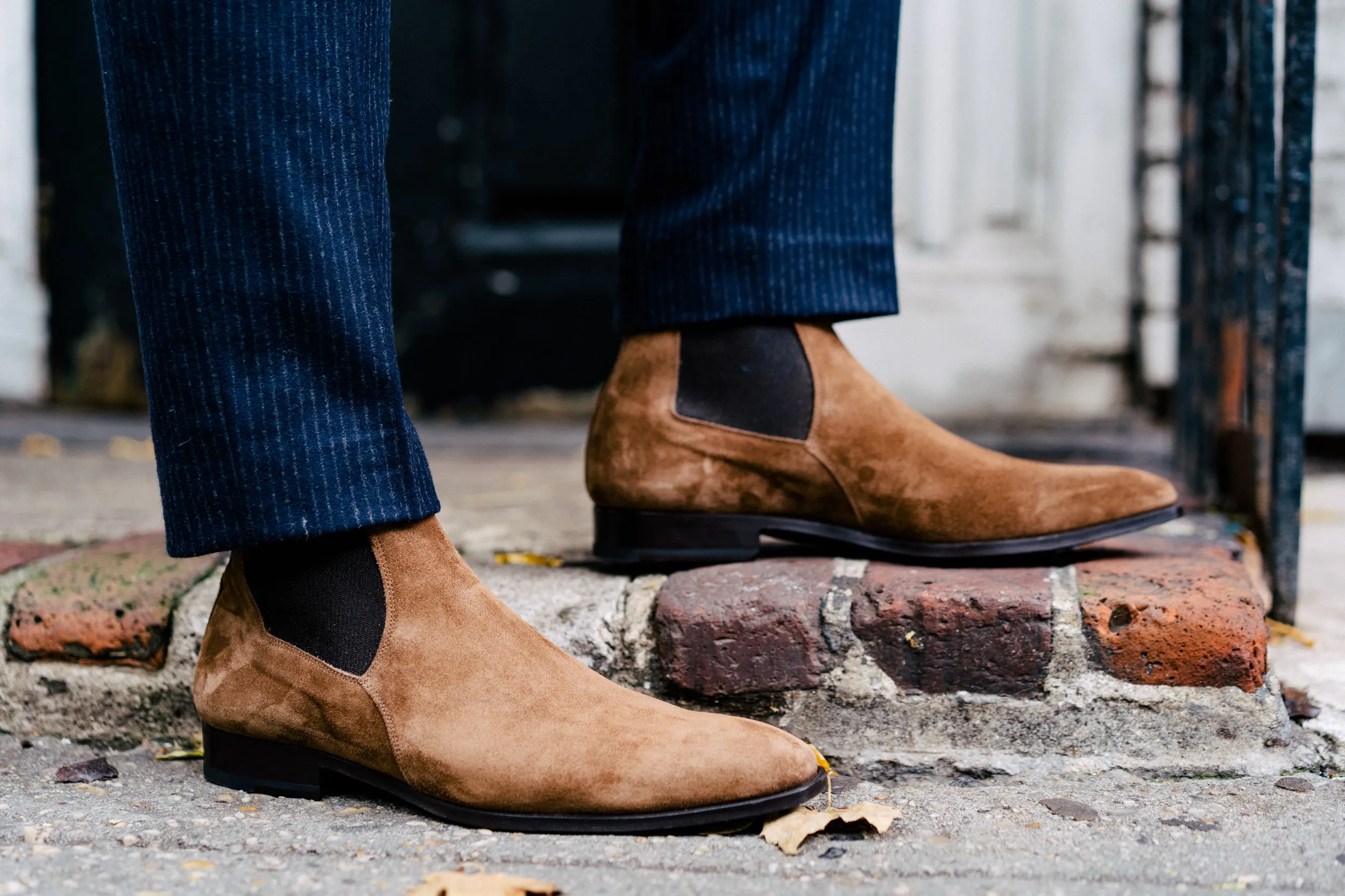 Cowboy Ostrich Boots The Wayne Low-Cut Chelsea Boot - Martora Suede