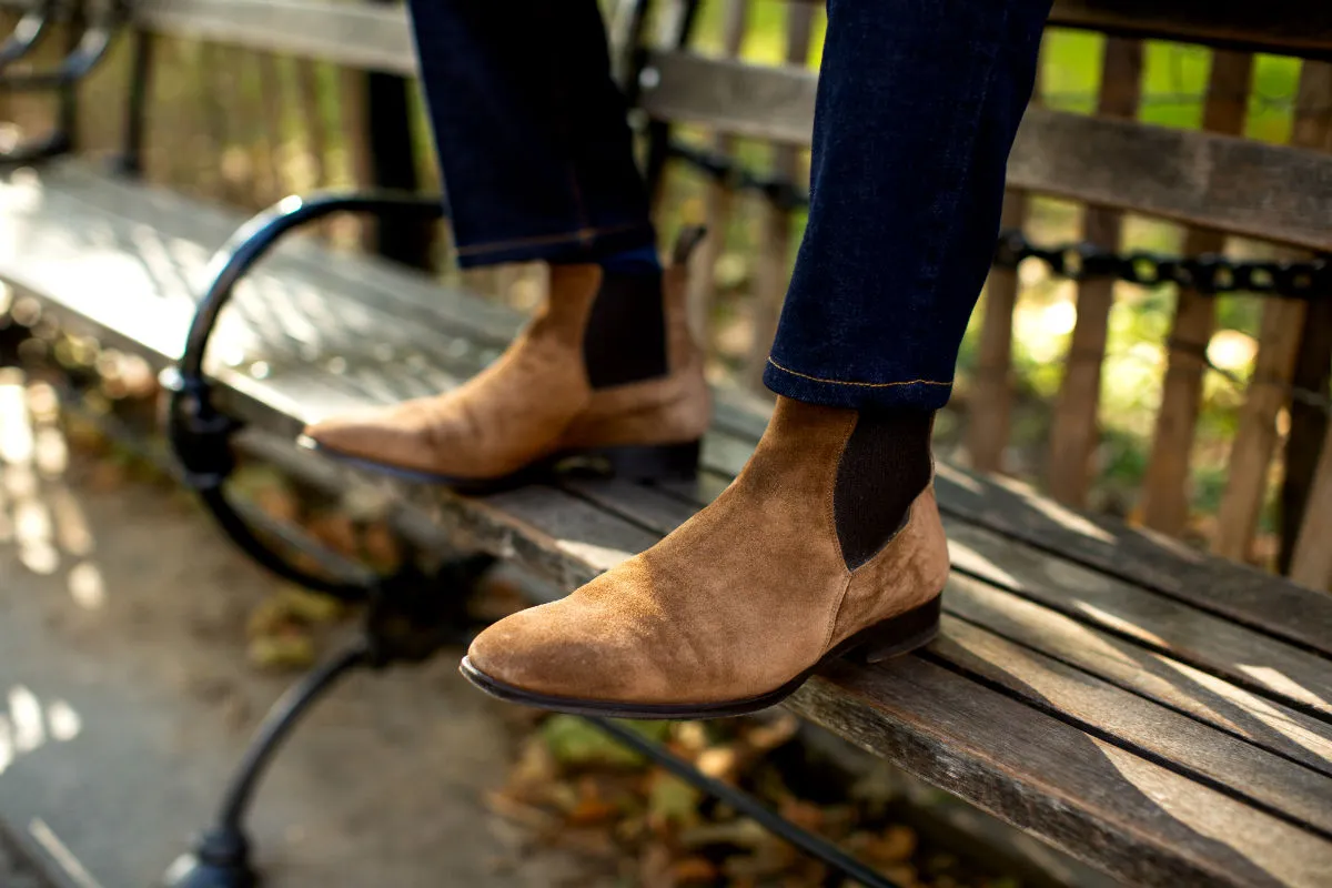 The Wayne Low-Cut Chelsea Boot - Martora Suede Boots And Pants Commercial