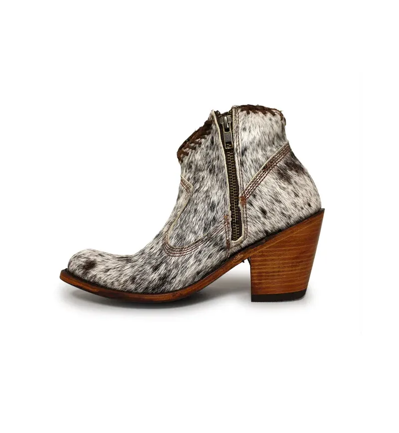 Liberty Black Ladies Pelo Granizo Fringe Cafe Cowhide Booties LB-712320-AU Composite Toe Military Boots