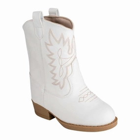 Toddler Girl's Tan Stitching Western Boot In White Jack Horner Puss In Boots