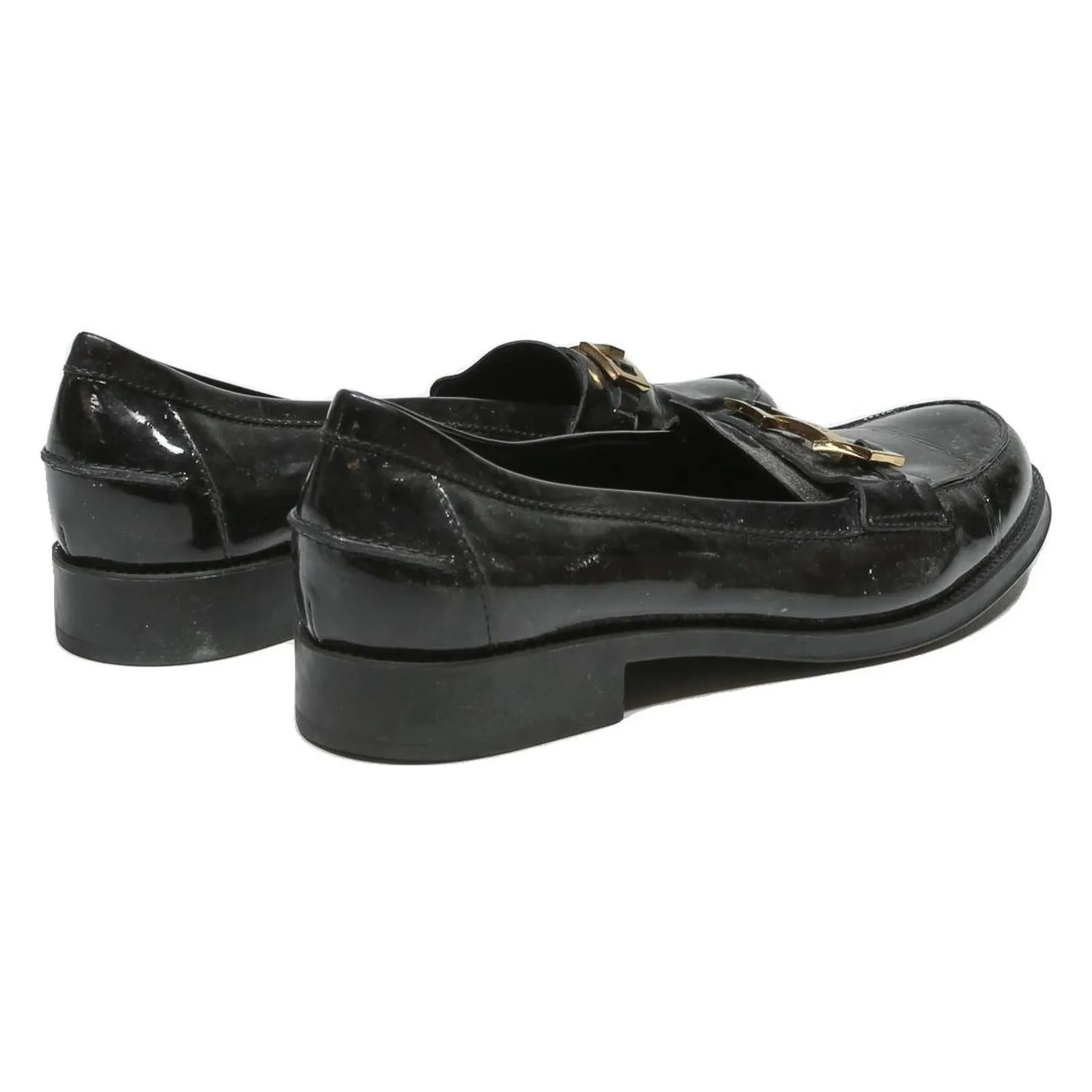 TODS Loafer Womens Leather Black UK 7.5 Stylish Classic Slip-On Comfort Gator Loafers