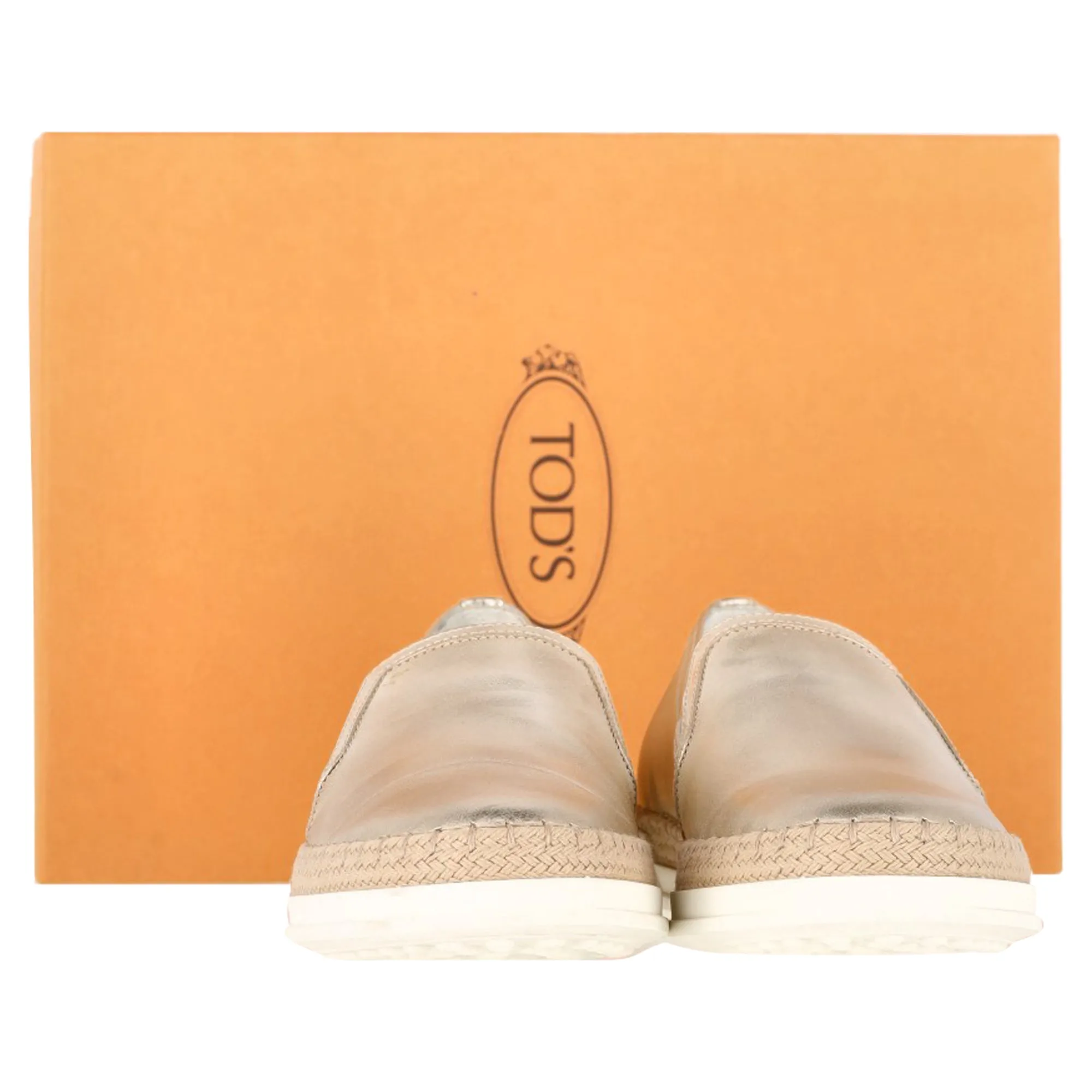 Tod's Pantofola Espadrille Slip On Sneakers in Gold Leather Grandprø Rally Laser Cut Sneakers