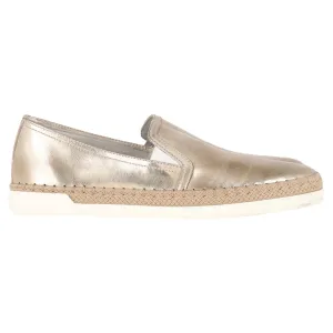 Tod's Pantofola Espadrille Slip On Sneakers in Gold Leather Sneakers Fitness Program