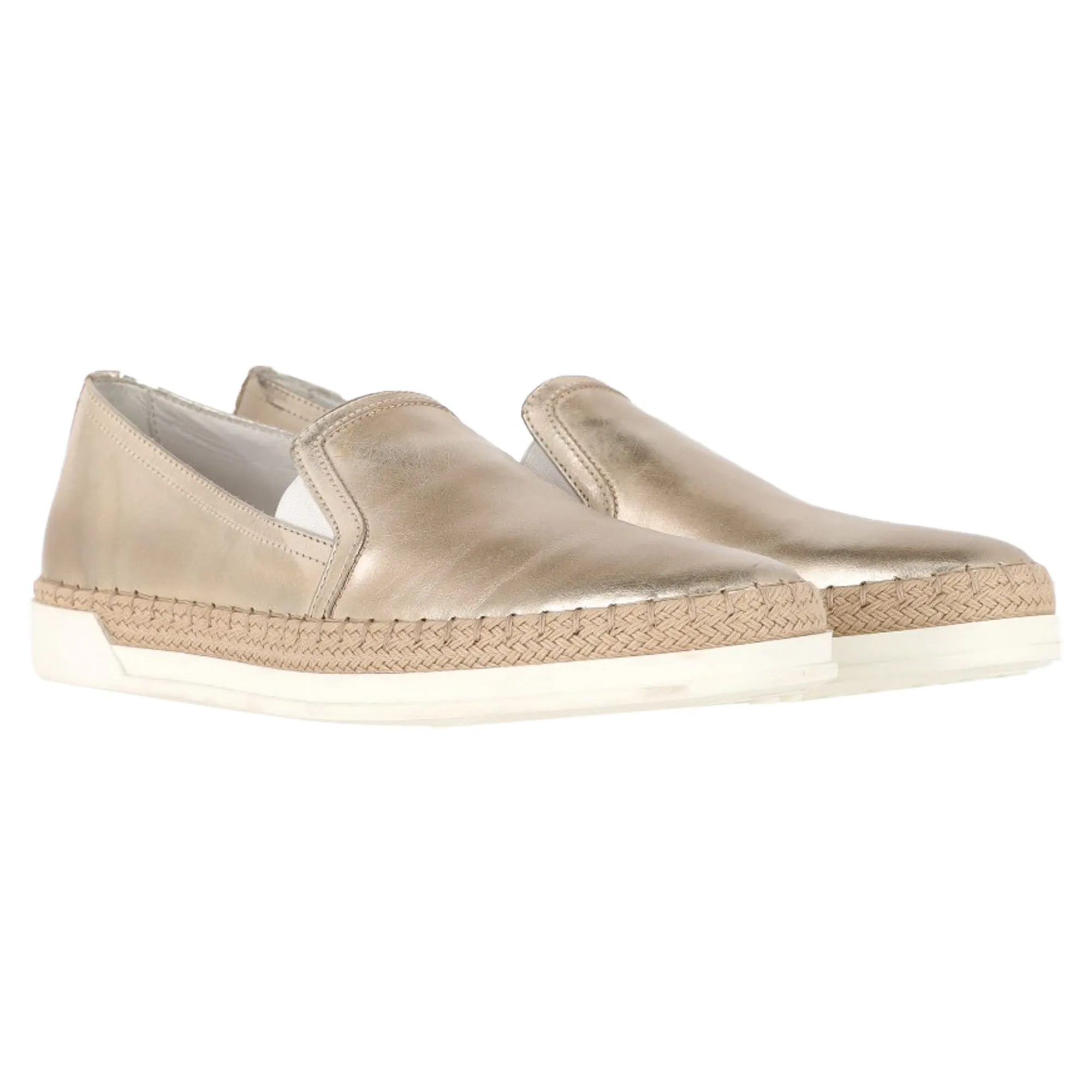 Sneakers Footwear Tod's Pantofola Espadrille Slip On Sneakers in Gold Leather