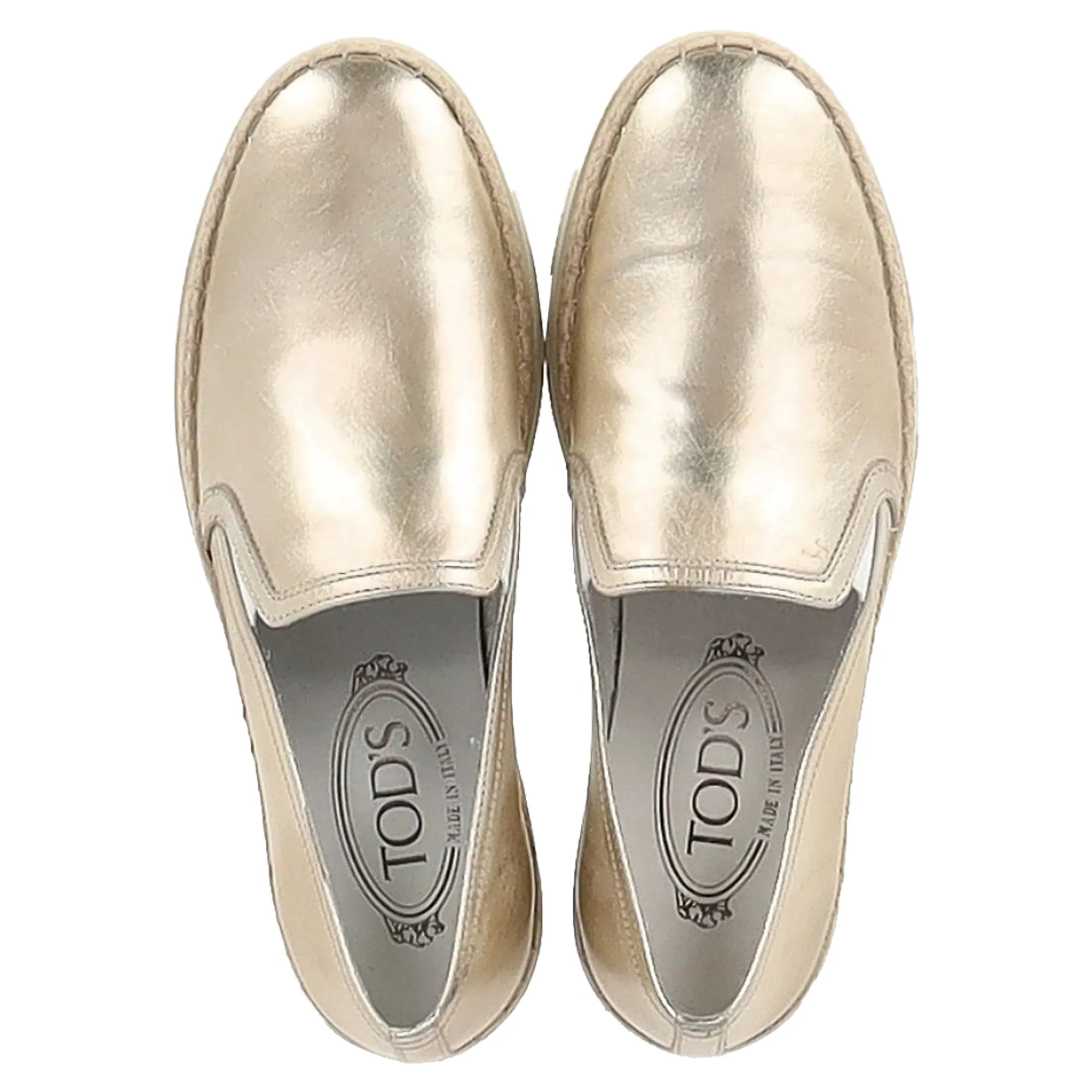 Tod's Pantofola Espadrille Slip On Sneakers in Gold Leather Pucci Sneakers