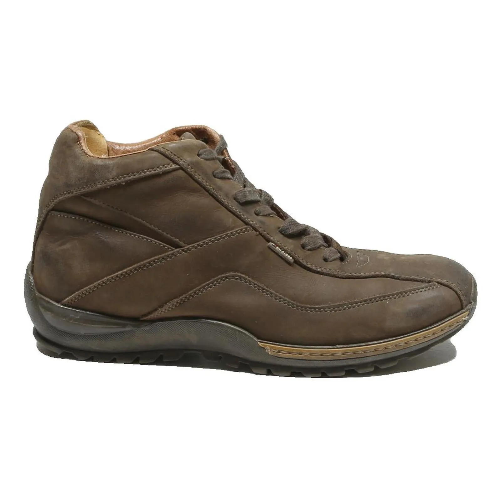Work Boots With Boa System TOMMY HILFIGER Mens Lace-Up Leather Brown Boots UK 8 Casual Comfort