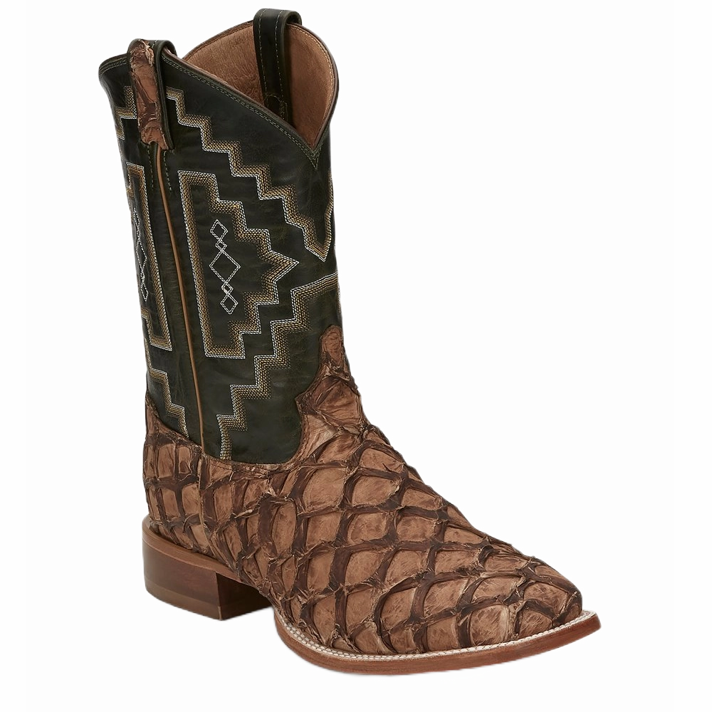Tony Lama Men's Leviathan Pirarucu Fish Chocolate Exotic Boots 6082 High Knee Boots