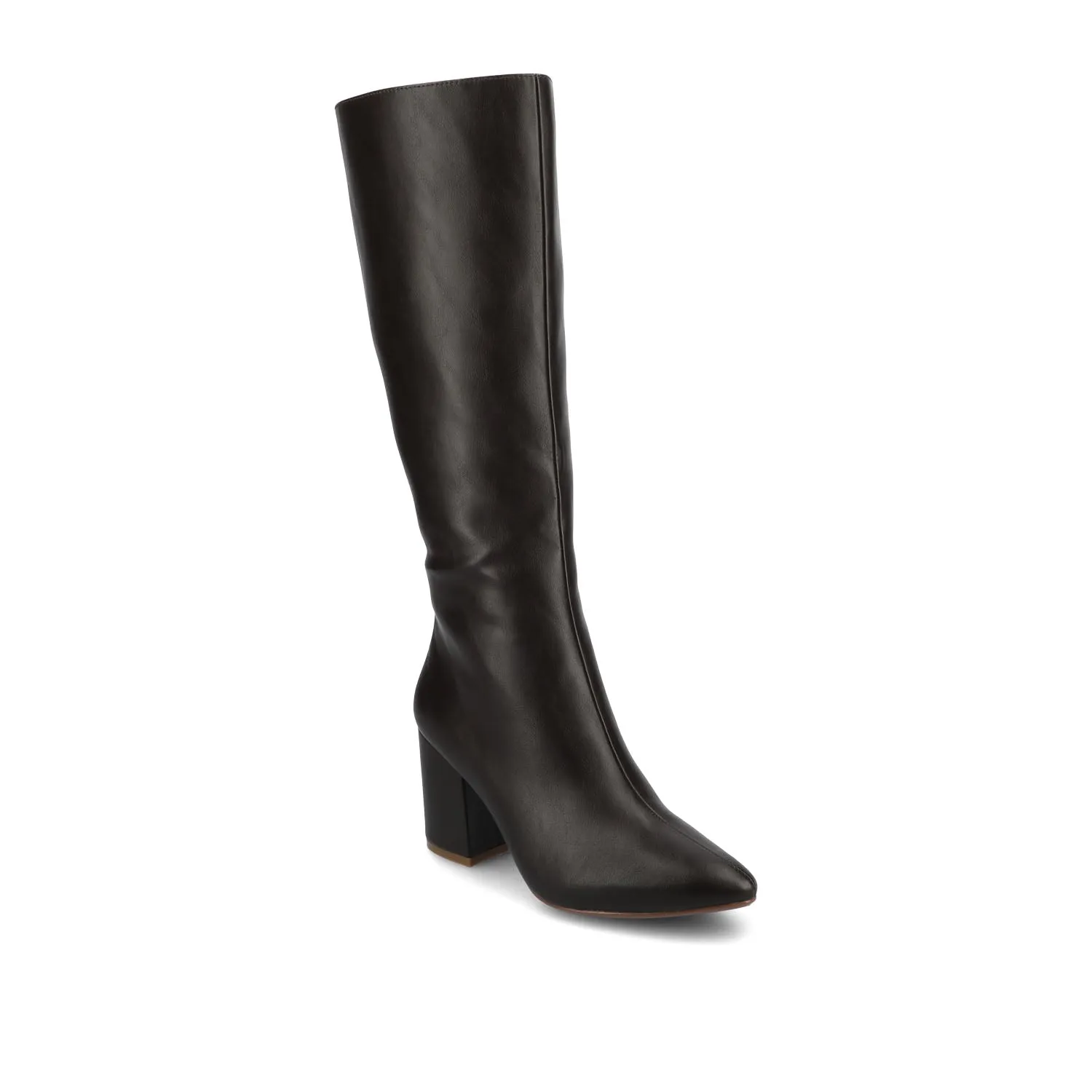 AMEYLIA VEGAN LEATHER KNEE-HIGH BOOTS IN WIDE CALF Stretch Knee Boots