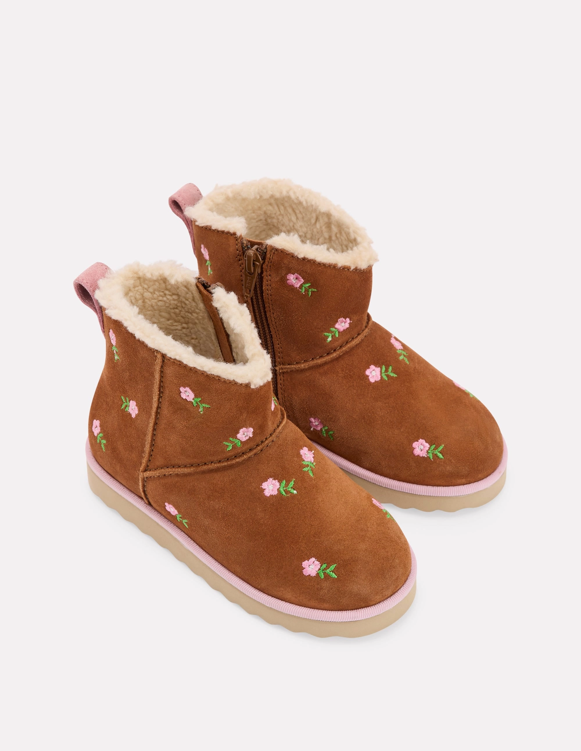 Long Fall Boots Embroidered Cosy Boots-Embroidered Tan