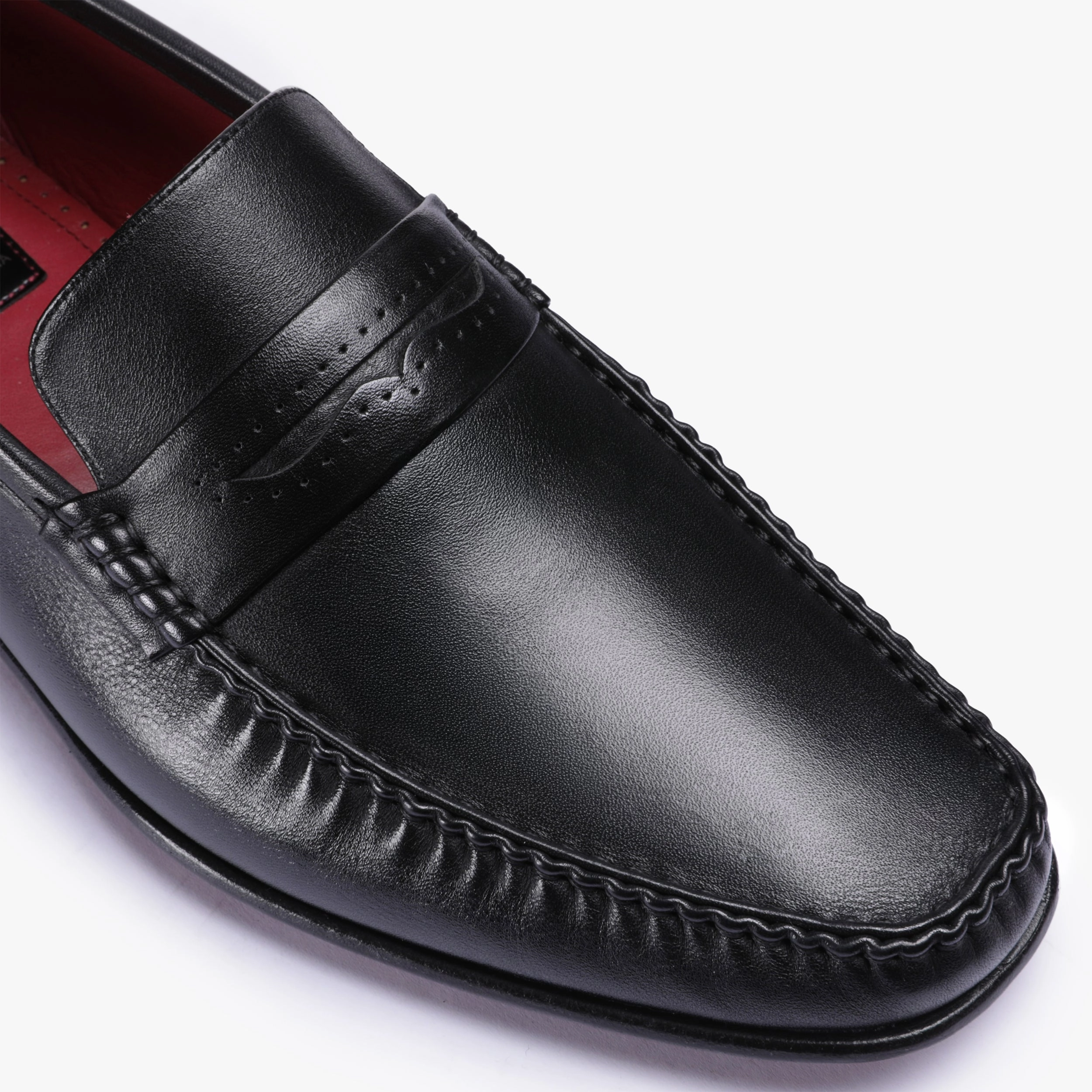 Men's Black Leather Slip-on Moccasin Hand Free Slip On Shoes