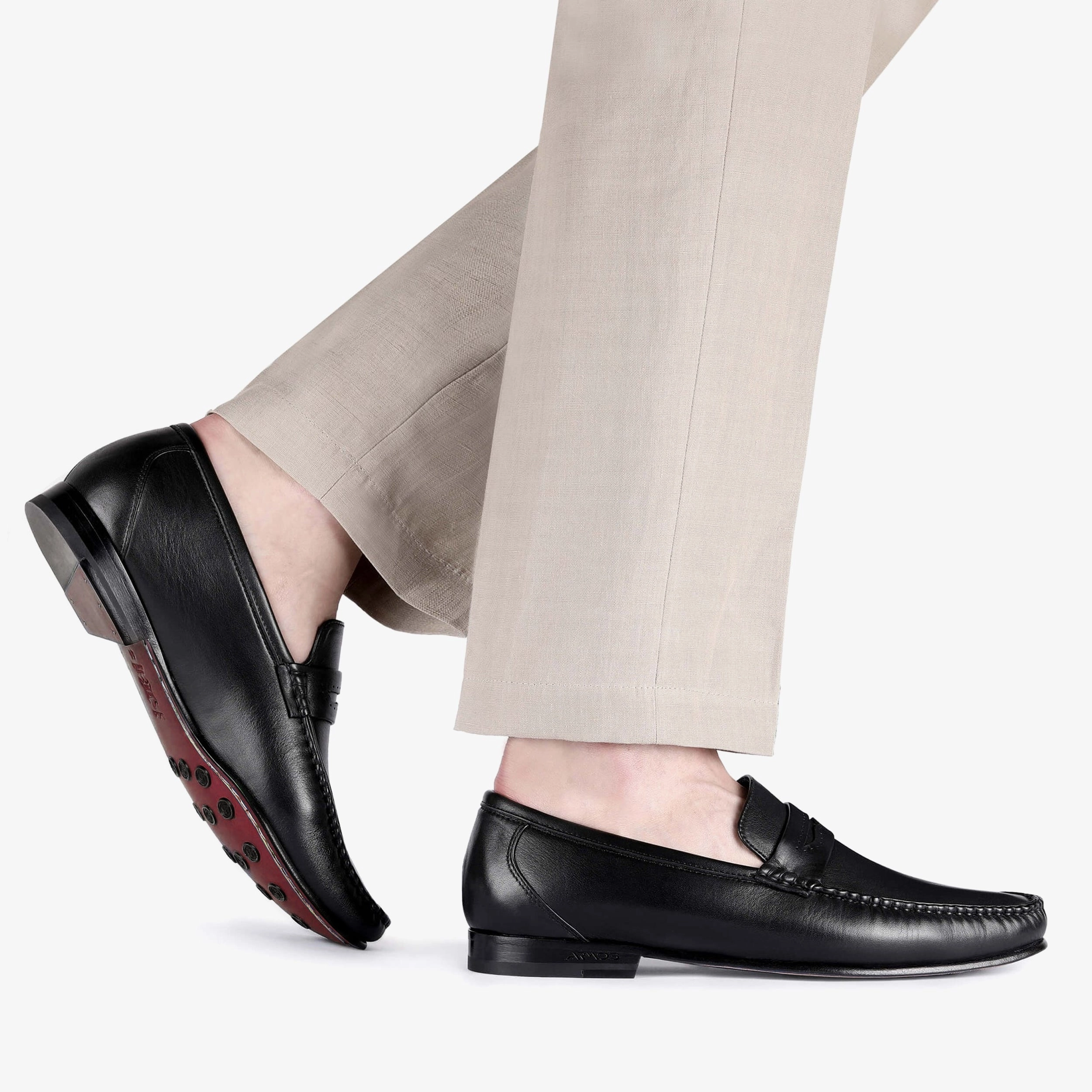 Men's Black Leather Slip-on Moccasin Slip On Boots Wide Width