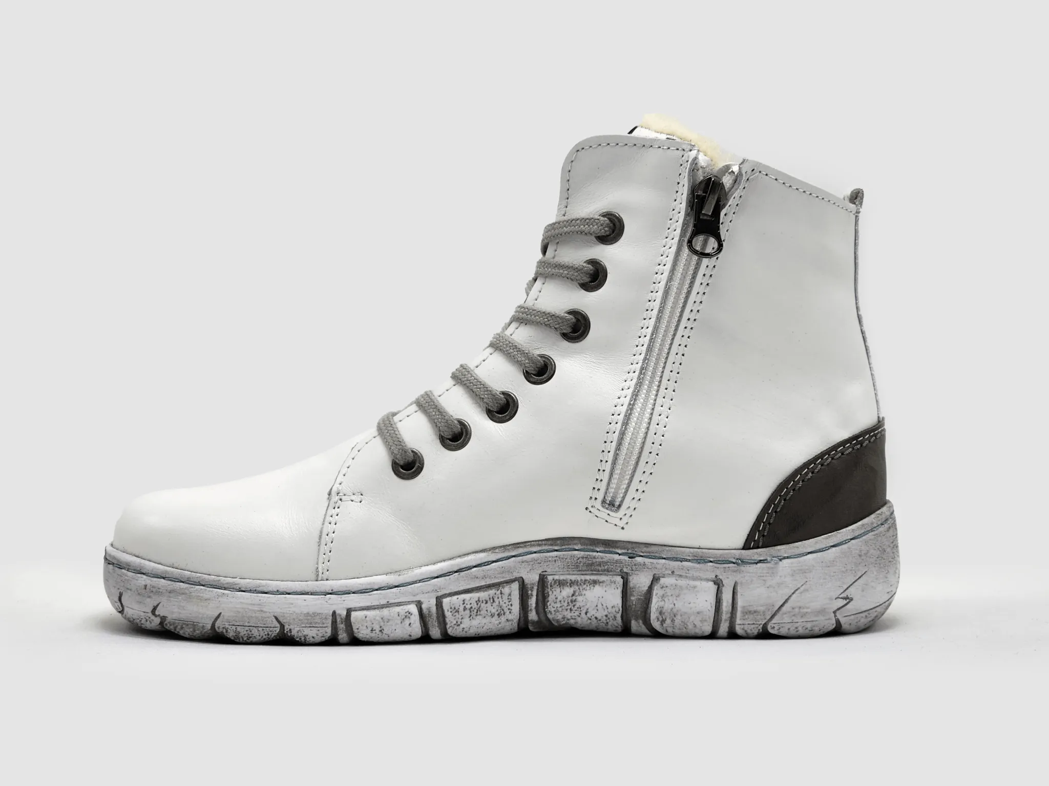 Cowboy Boots Store Near Me Women's Original Thick Wool-Lined Zip-Up Leather Boots - White