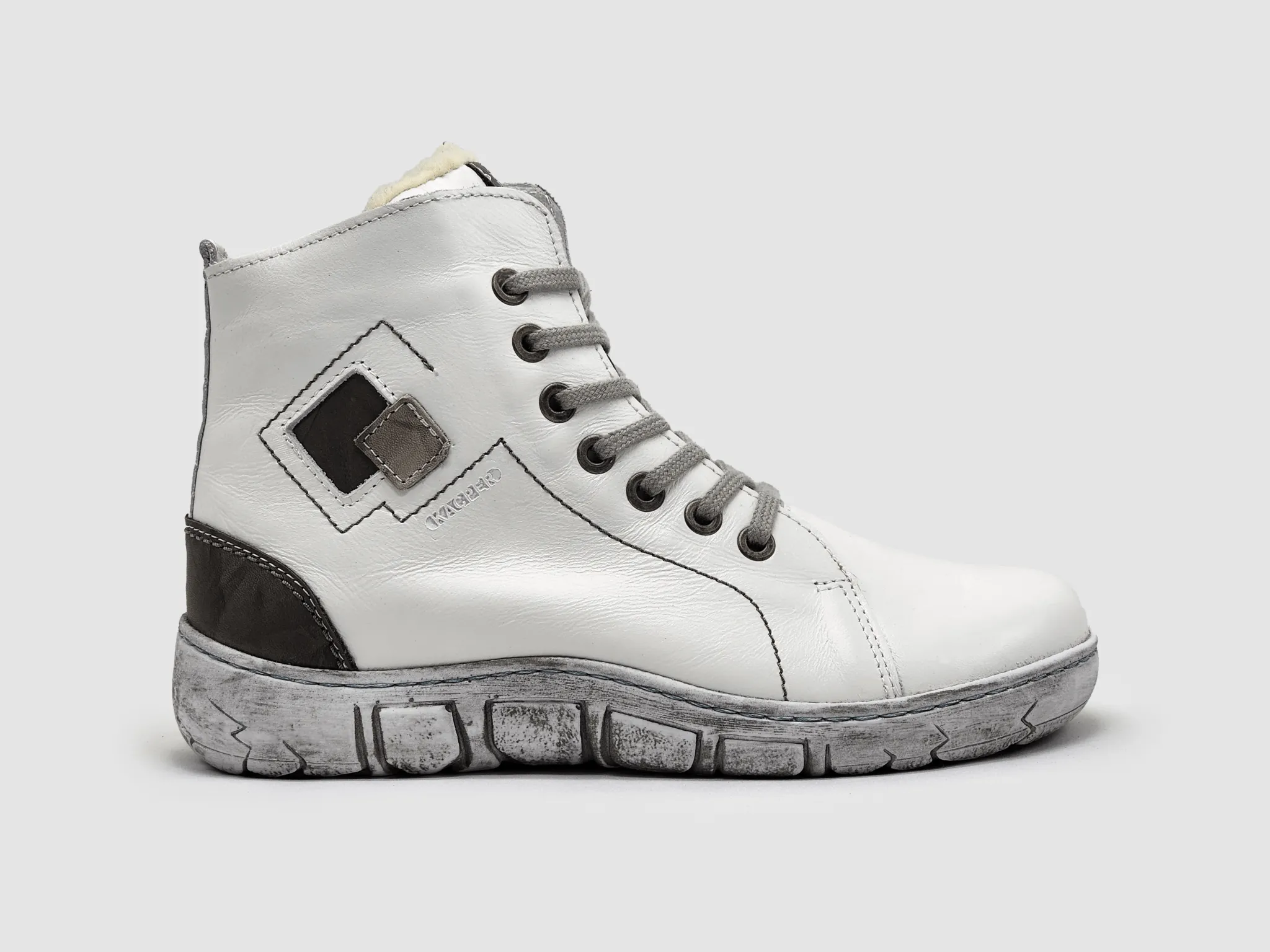 Georgia Boots Slip On Women's Original Thick Wool-Lined Zip-Up Leather Boots - White