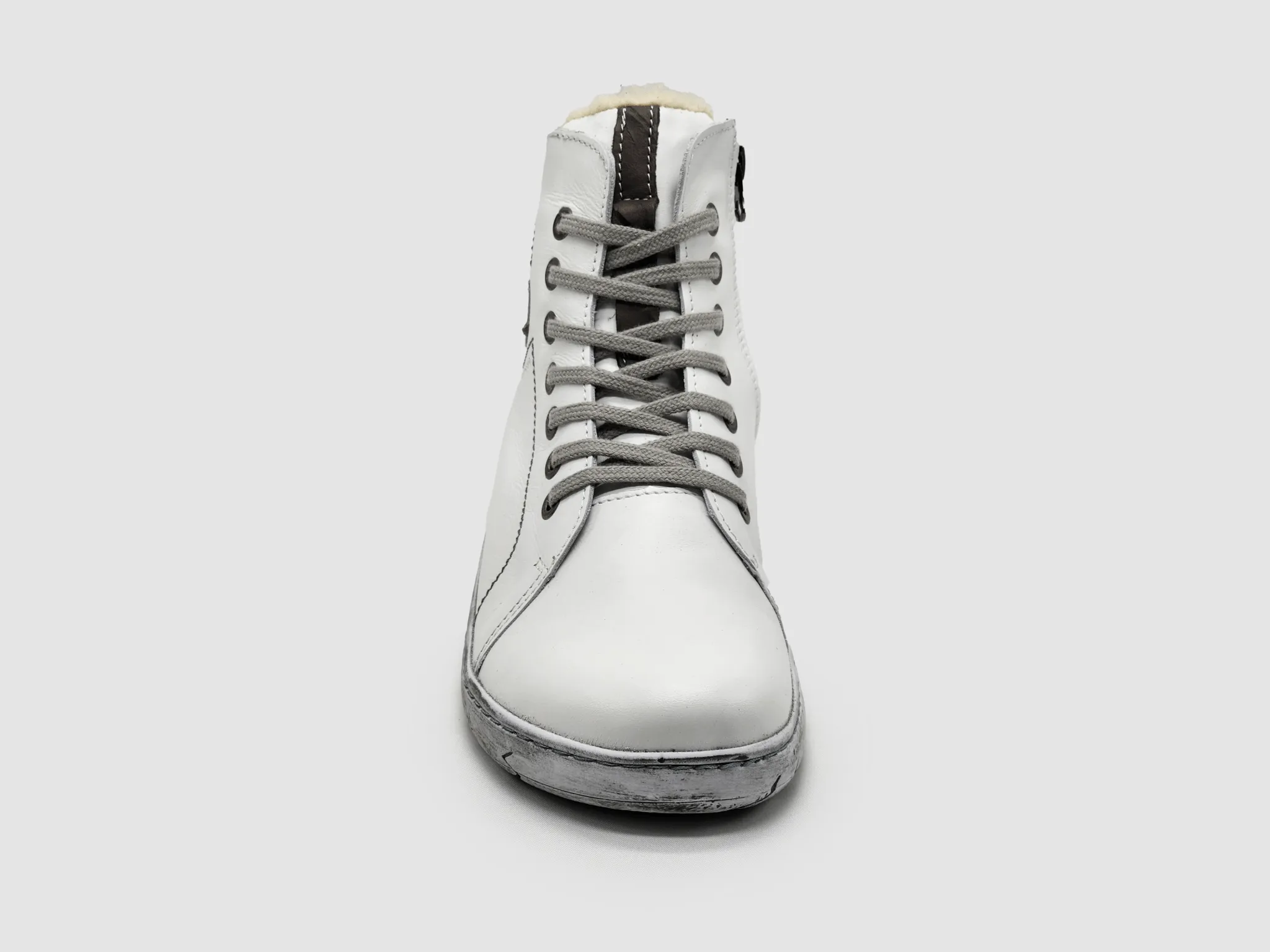 Women's Original Thick Wool-Lined Zip-Up Leather Boots - White Hunter Rubber Rain Boots